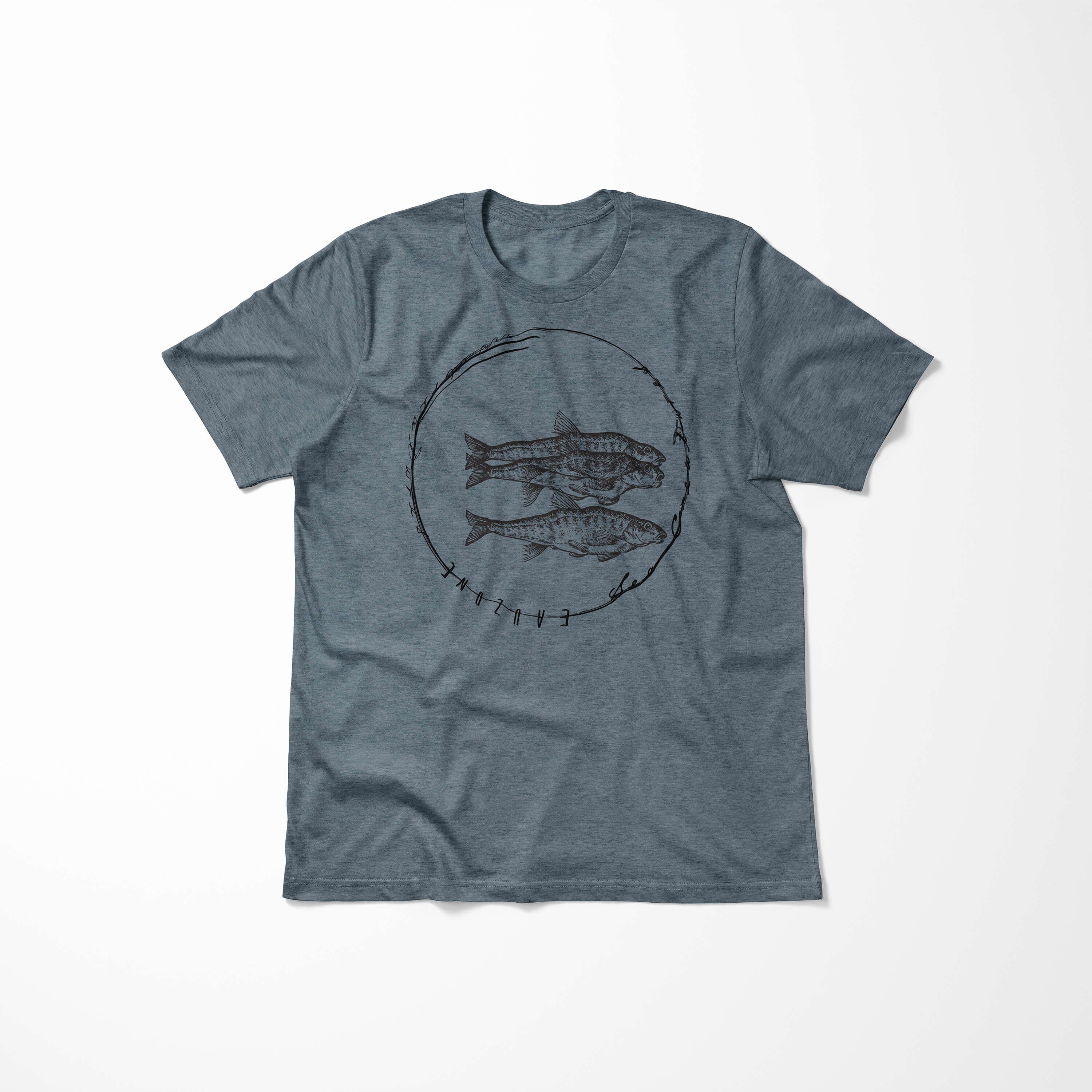 / Sea Indigo Art Sinus Sea 059 T-Shirt Serie: Schnitt Fische feine Tiefsee Creatures, und Struktur T-Shirt sportlicher -