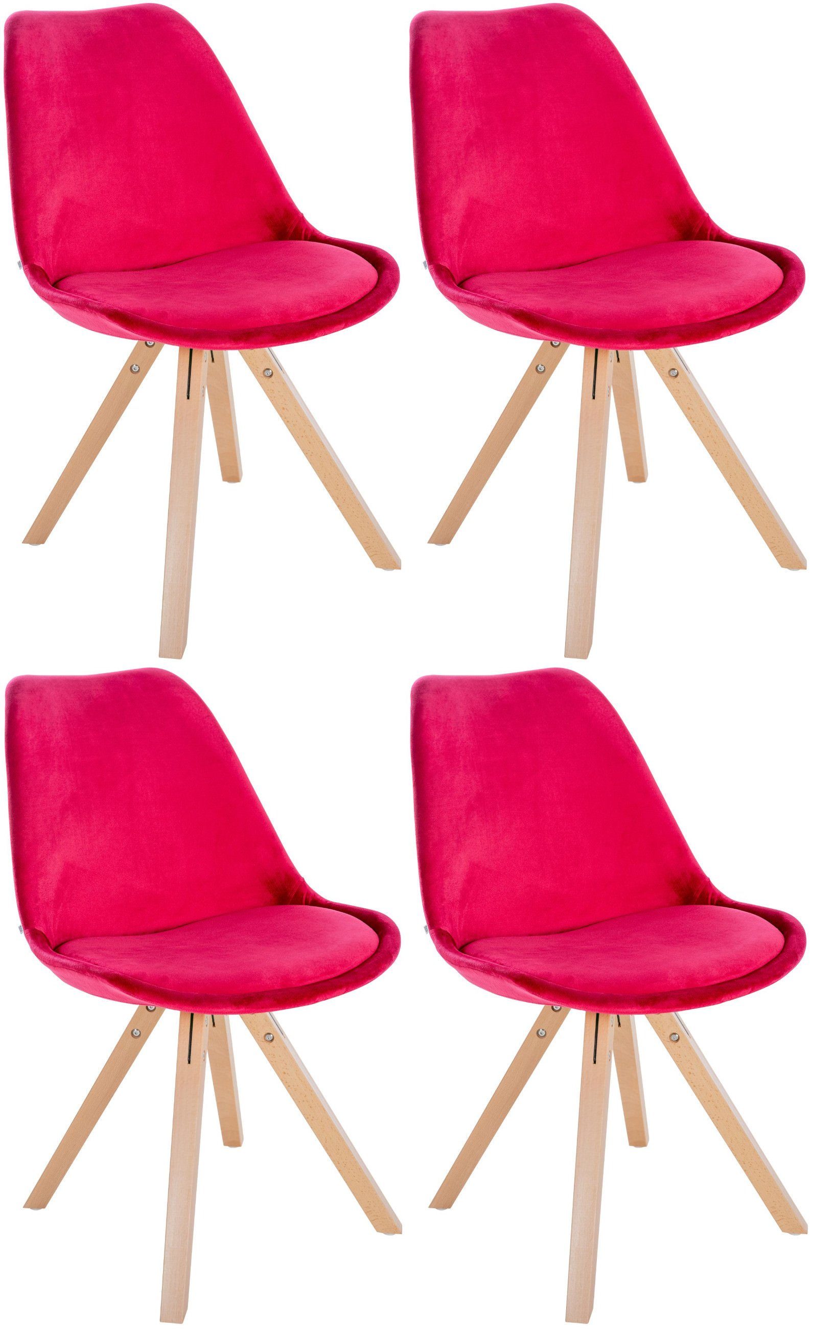 CLP Esszimmerstuhl Stühle Sofia Samt (4er Set, 4 St), mit Holzgestell