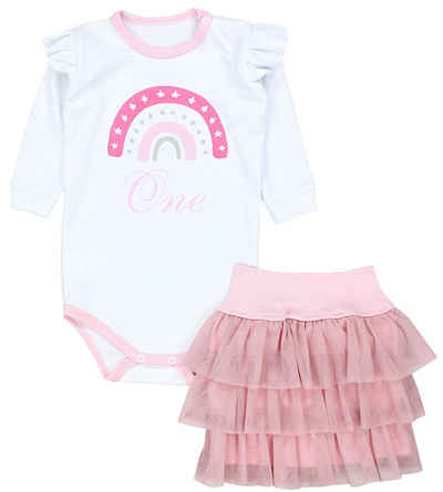 TupTam Partykleid Baby Mädchen Geburtstag Outfit Kurzarm Langarm Body Tüllrock 2 tlg