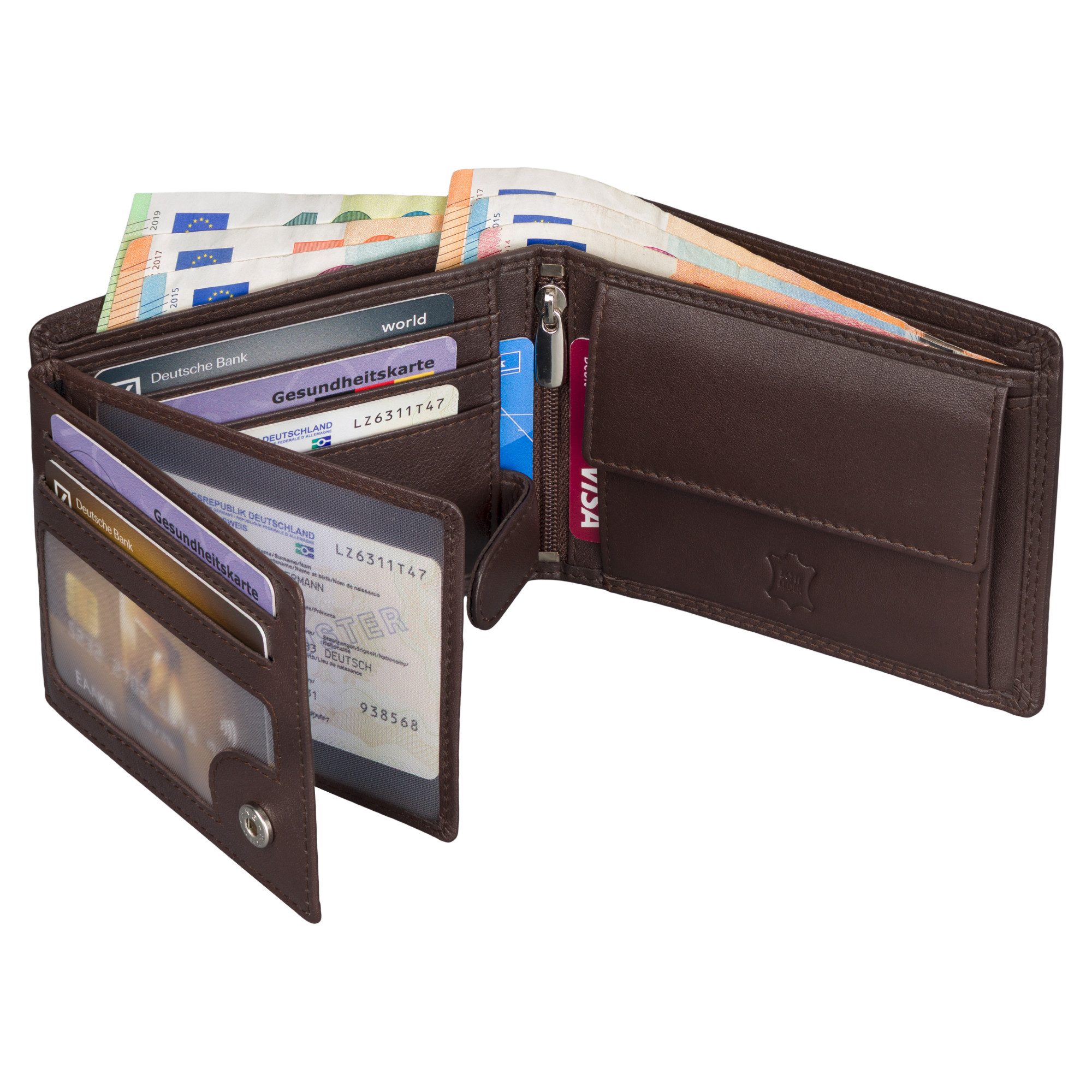 Geldbörse Leder Geldbörse Herren Portemonnaie RFID Querformat Geldbeutel