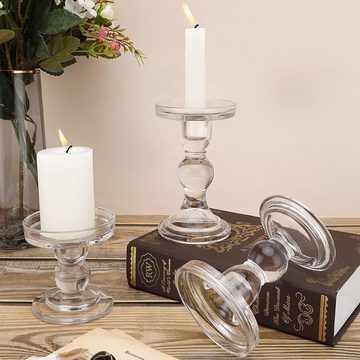 Fivejoy Kerzenständer Kerzenhalter aus Glas [3er-Set], transparenter Kerzenhalter