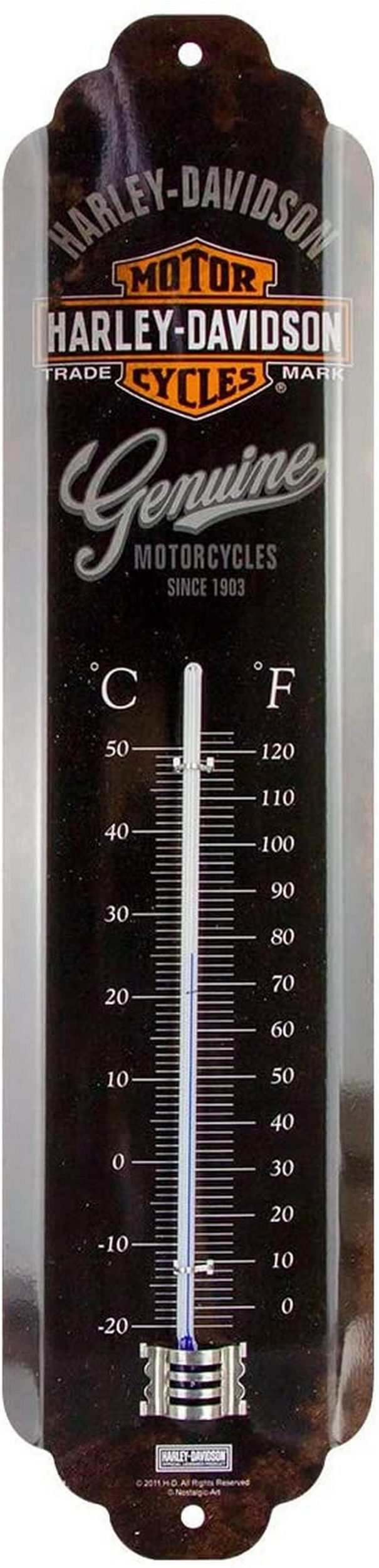 Nostalgic-Art Raumthermometer Harley Davidson - Genuine Logo, Vorzugsweise für den Innenbereich zu verwenden.