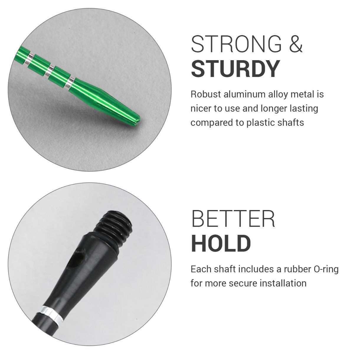 kwmobile Dartpfeil Dart Shafts Set mit Gummi Ring, aus Aluminium - 2ba Gewinde - 48mm lang Dartpfeil-Schäfte Dartschäfte