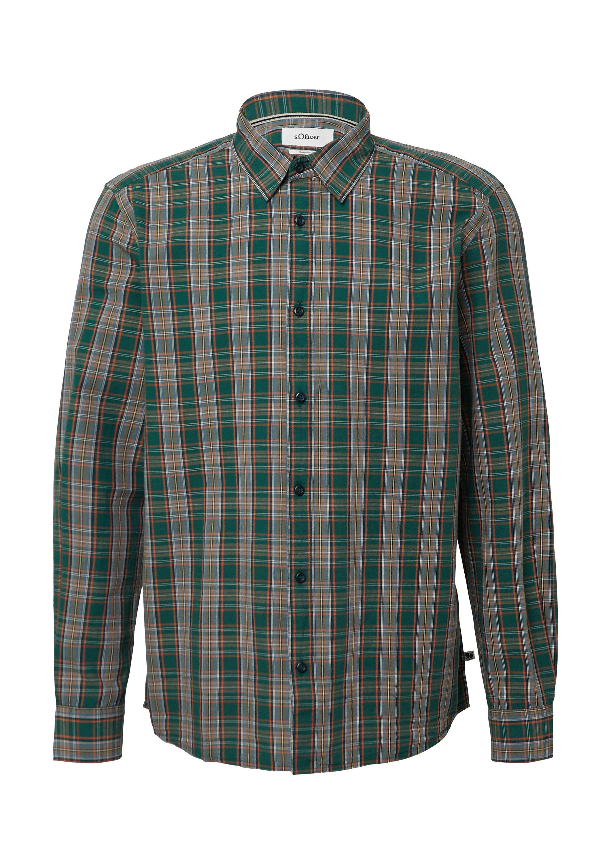 s.Oliver Langarmhemd Hemd Regular Fit: Kariertes Baumwoll-Hemd mit Kentkrag günstig online kaufen