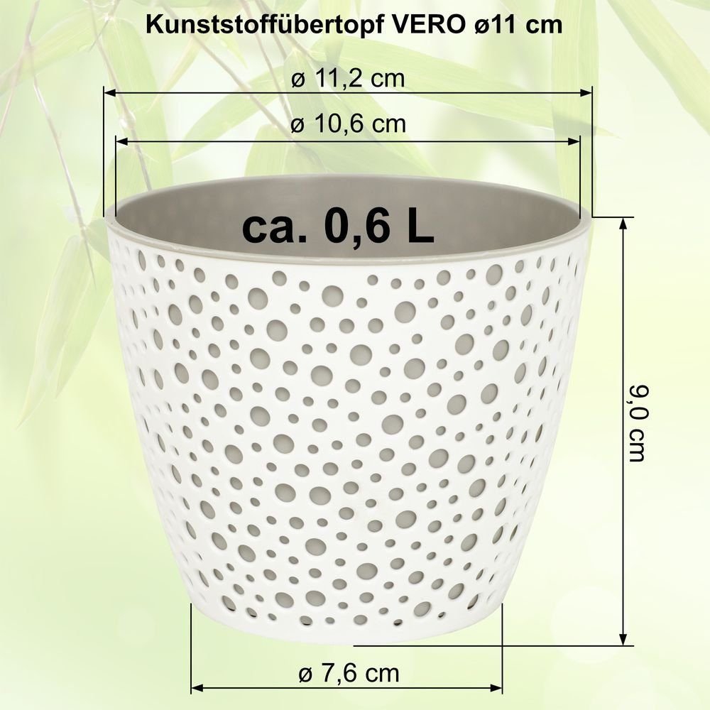 Heimwerkercenter Übertopf Pflanzentopf VERO ø11 2 - wetterfestes - - weiss/rot UV-beständiger - Übertopf - - Kübel - Stück MePla cm Pflanzgefäß Blumenkübel