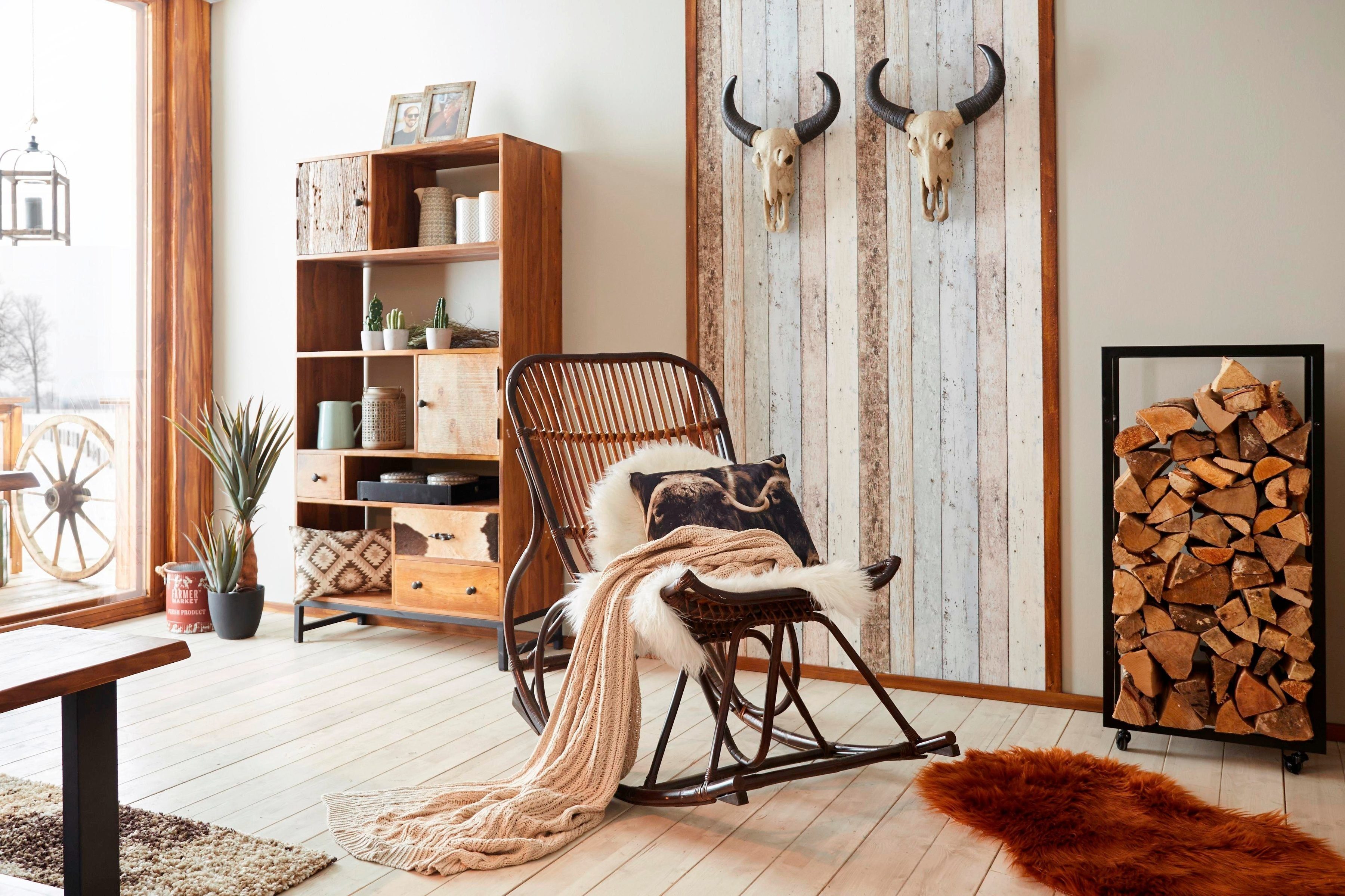 living walls Vliestapete Best of Wood`n Stone 2nd Edition, leicht strukturiert, Holz, gestreift, realistisch, Streifen Tapete Holzoptik Tapeten Wohnzimmer Schlafzimmer Küche Flur