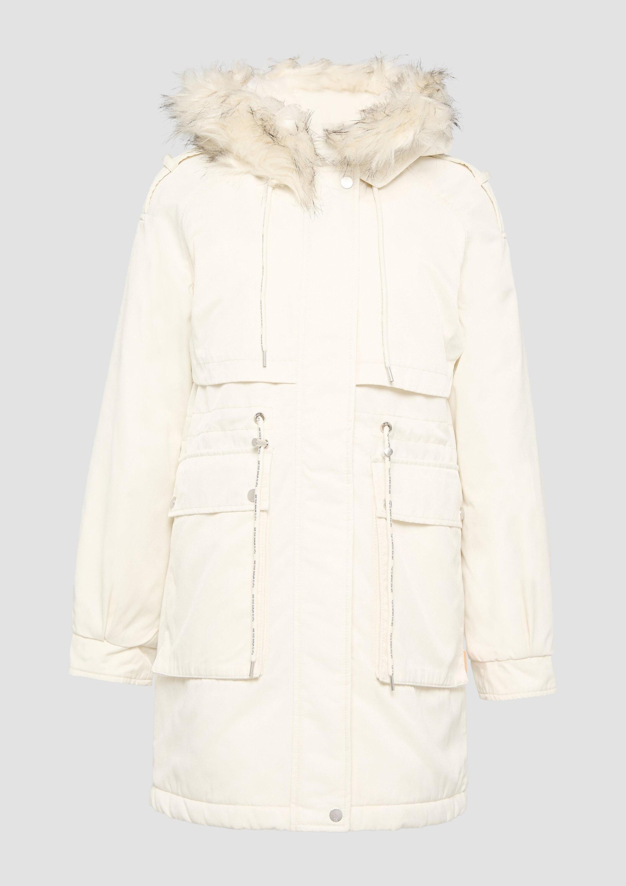 QS Parka Outdoor-Jacke Gefütterter Parka mit abnehmbarem Kunstfell