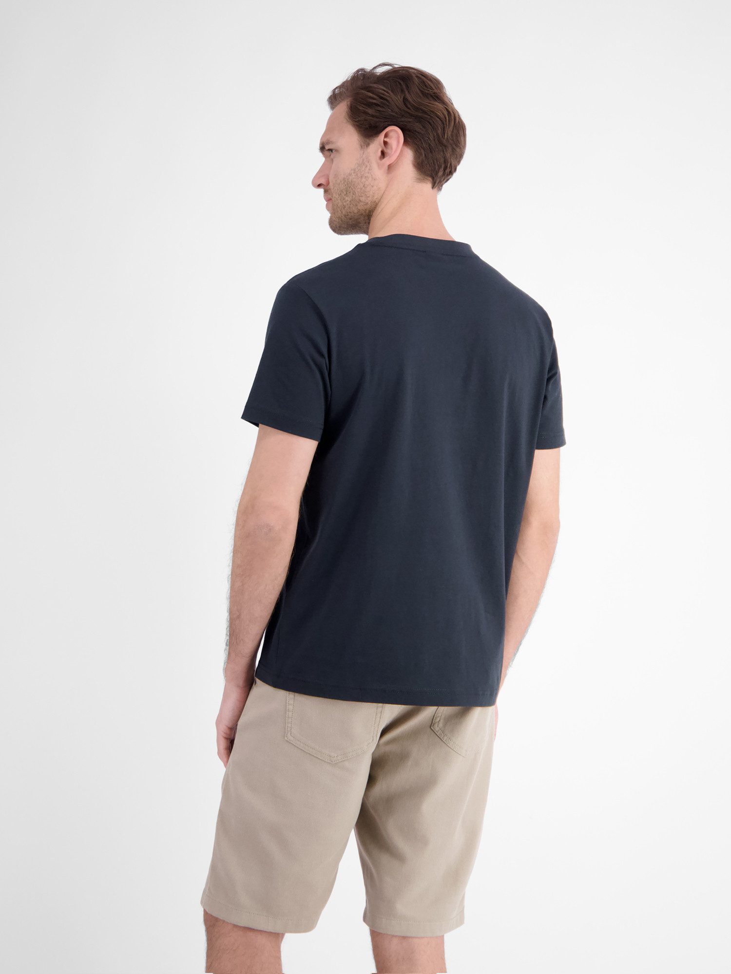 LERROS T-Shirt Lässiges, unifarbenes T-Shirt aus reiner Baumwolle mit Print