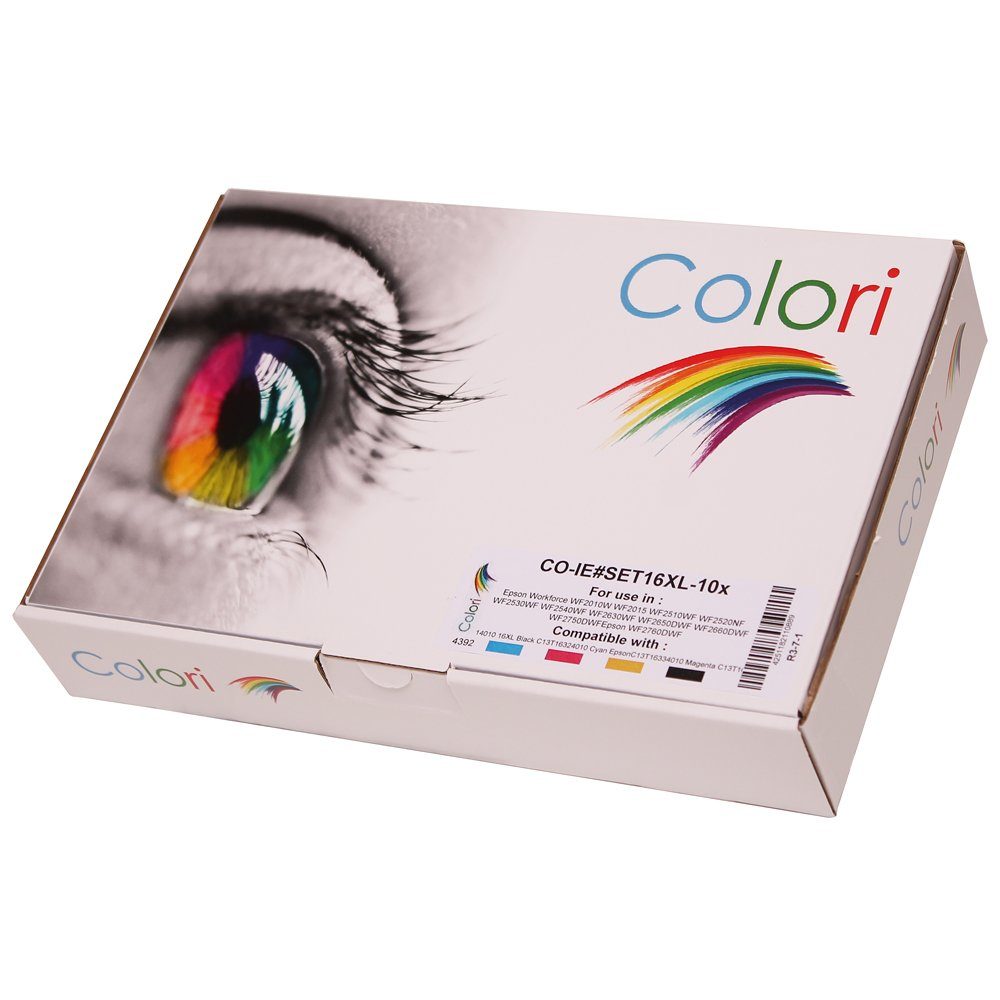 Colori Tintenpatrone (Kompatibles Set 10x Patrone für Epson 16XL für Workforce WF2010W Epson Workforce WF2510WF WF2520NF WF2530WF WF2540WF WF2630WF WF2650DWF WF2660DWF WF2750DWF WF2760DWF von Colori)