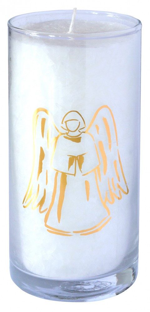 Saraswati Formkerze Kerze "Pure Engel" im Glas Stearin weiß 14cm