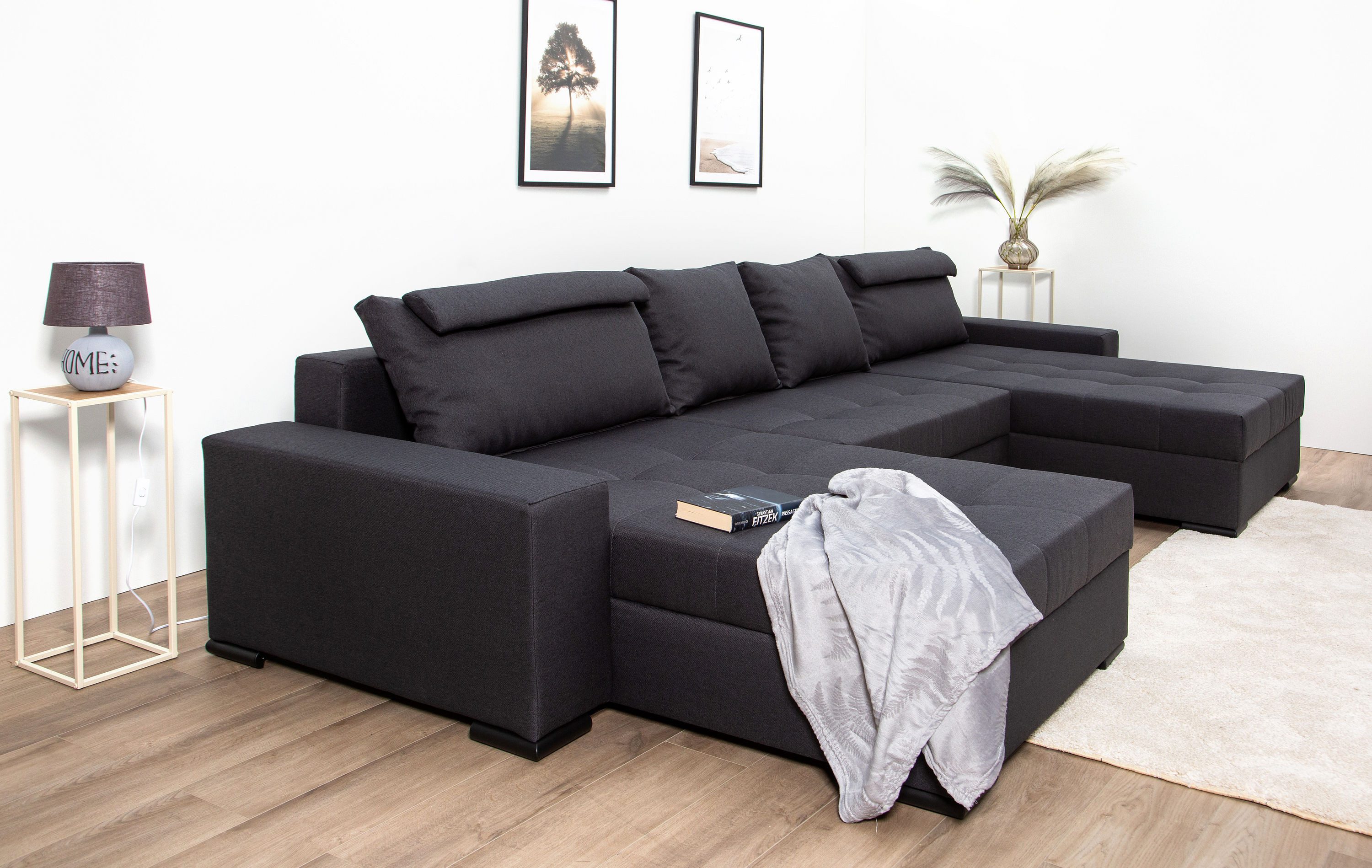 COLLECTION AB Wohnlandschaft Josy XXXL-Relax U-Form, B: 352 cm, mit Bettfunktion, Bettkasten & 2 Nackenkissen, Federkern