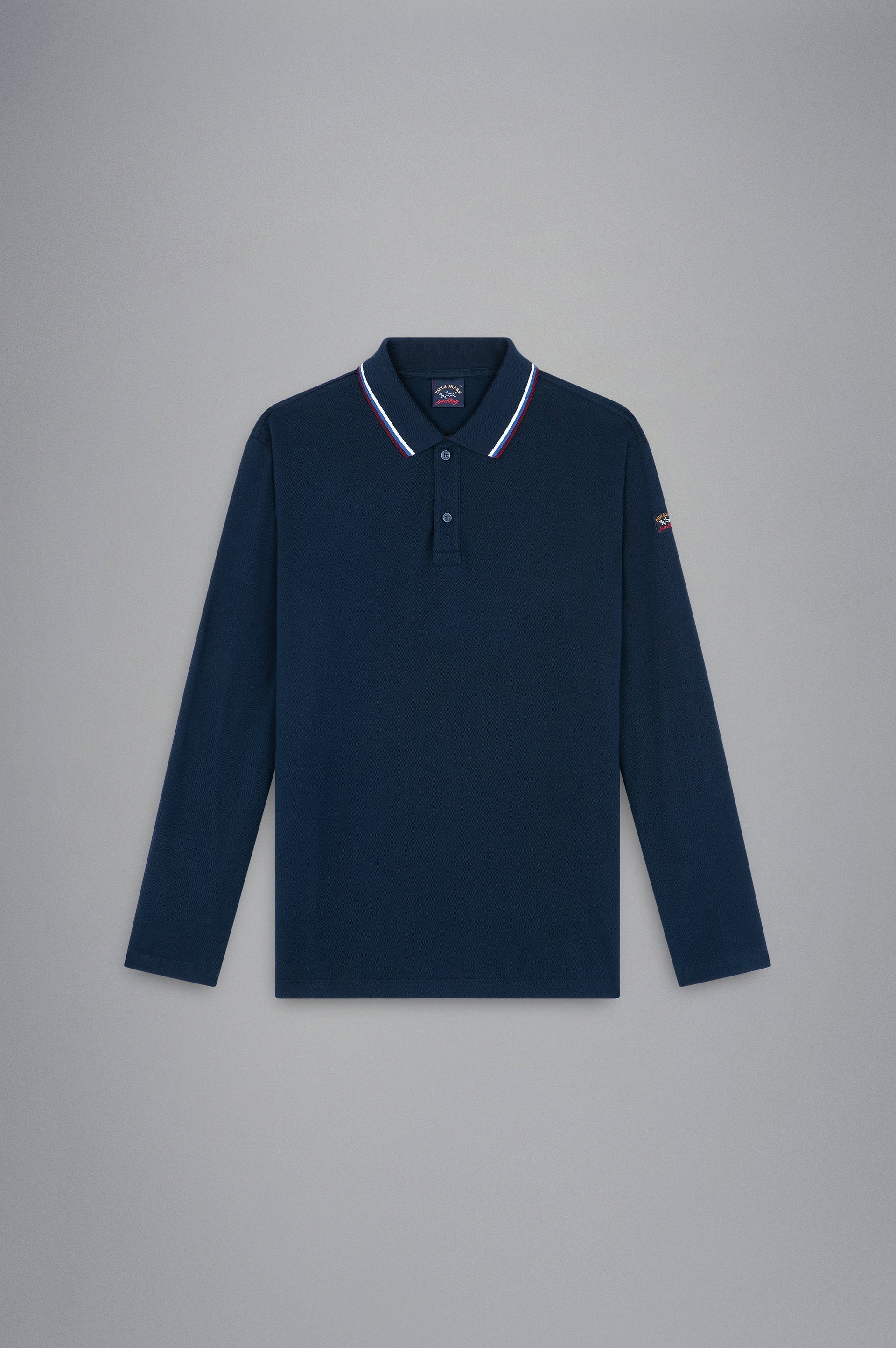 PAUL & SHARK Langarm-Poloshirt Baumwoll-Piqué aus Poloshirt Blue