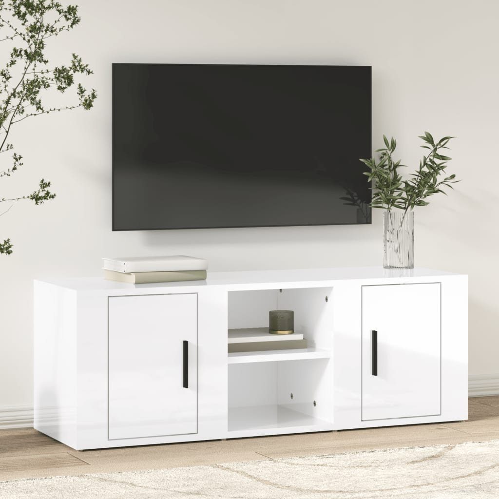 furnicato TV-Schrank Hochglanz-Weiß 100x31,5x35 cm Holzwerkstoff