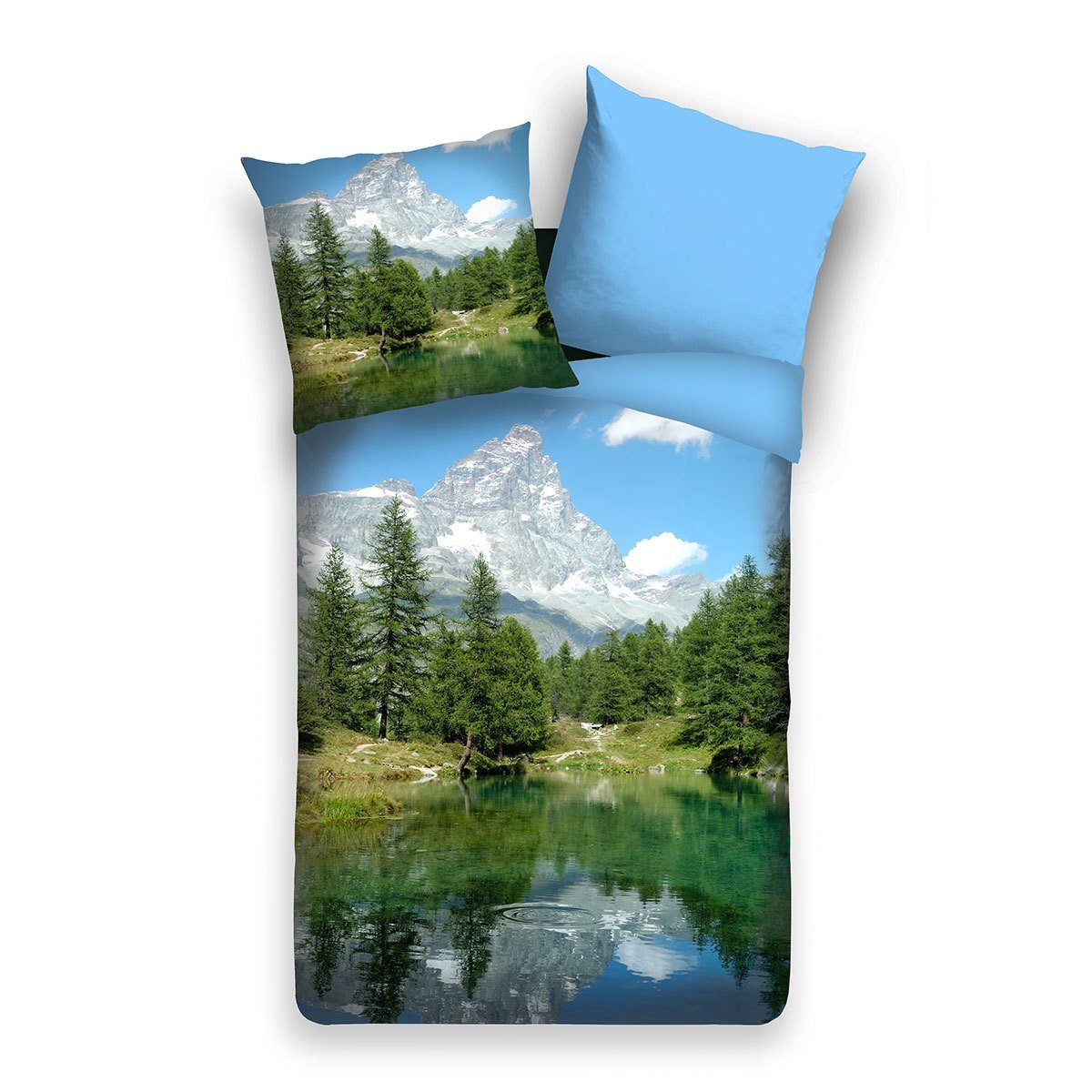 TRAUMSCHLAF Bettwäsche Panorama Bergsee, Renforce, 2 günstig online kaufen