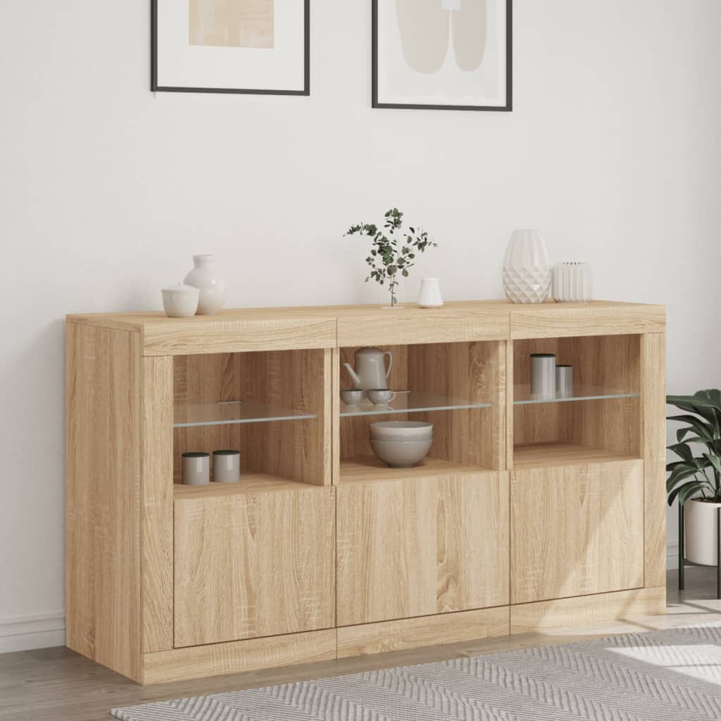 vidaXL Sideboard Sideboard mit LED-Leuchten Sonoma-Eiche günstig online kaufen