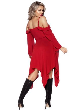 Leg Avenue Kostüm Dunkelrotes Trägerkleid mit Trompetenärmeln, Vielfältig verwendbares Kleid mit ausufernden Ärmeln