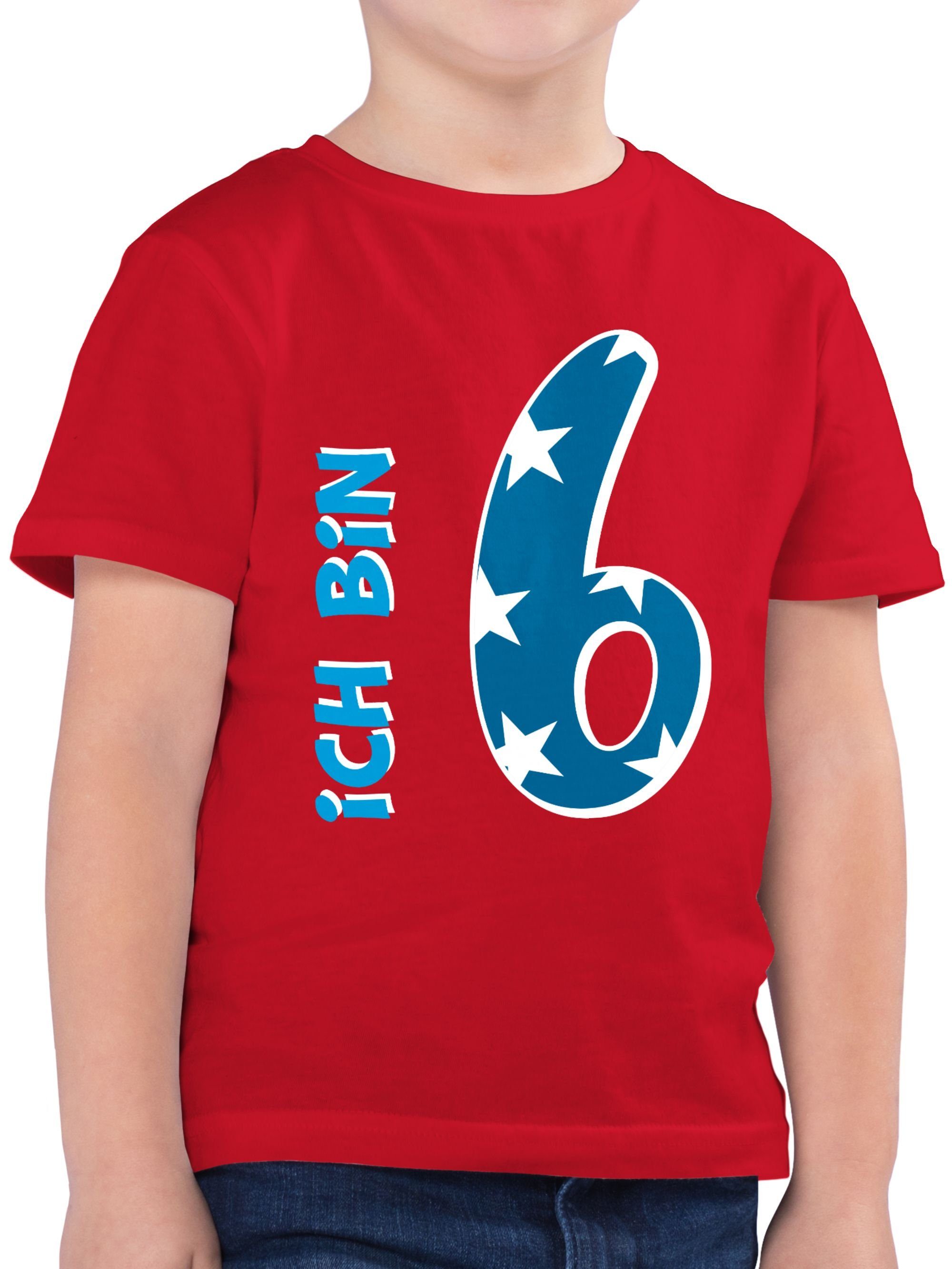 Shirtracer T-Shirt Ich bin sechs Blau Junge 6. Geburtstag 02 Rot