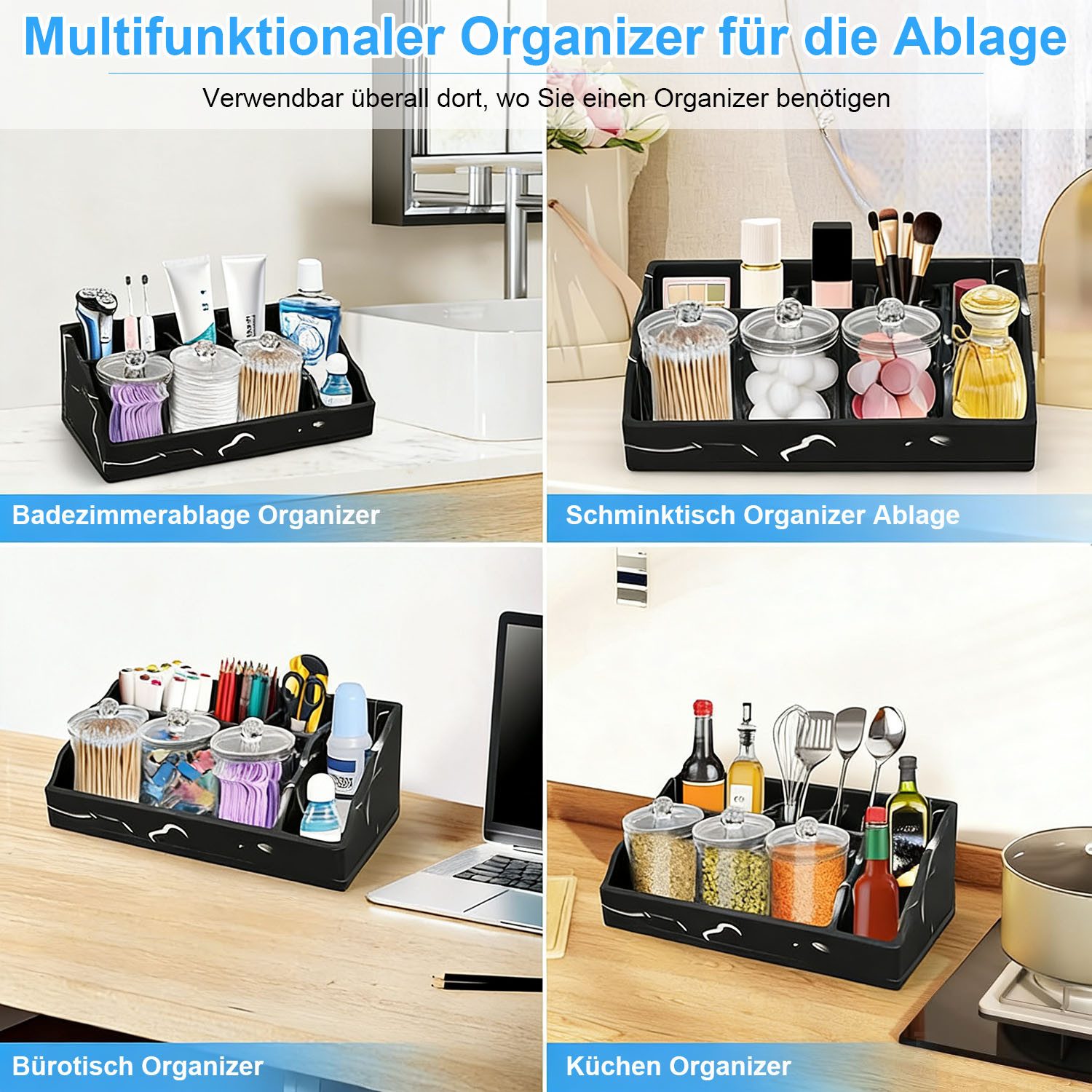 SURFOU Zahnbürstenhalter Toothbrush Holder Zahnbürste Halterung mit Trennwände, Bad Accessoires für Büro, Wohnzimmer, Eitelkeit Countertop – Bild 5 von 5