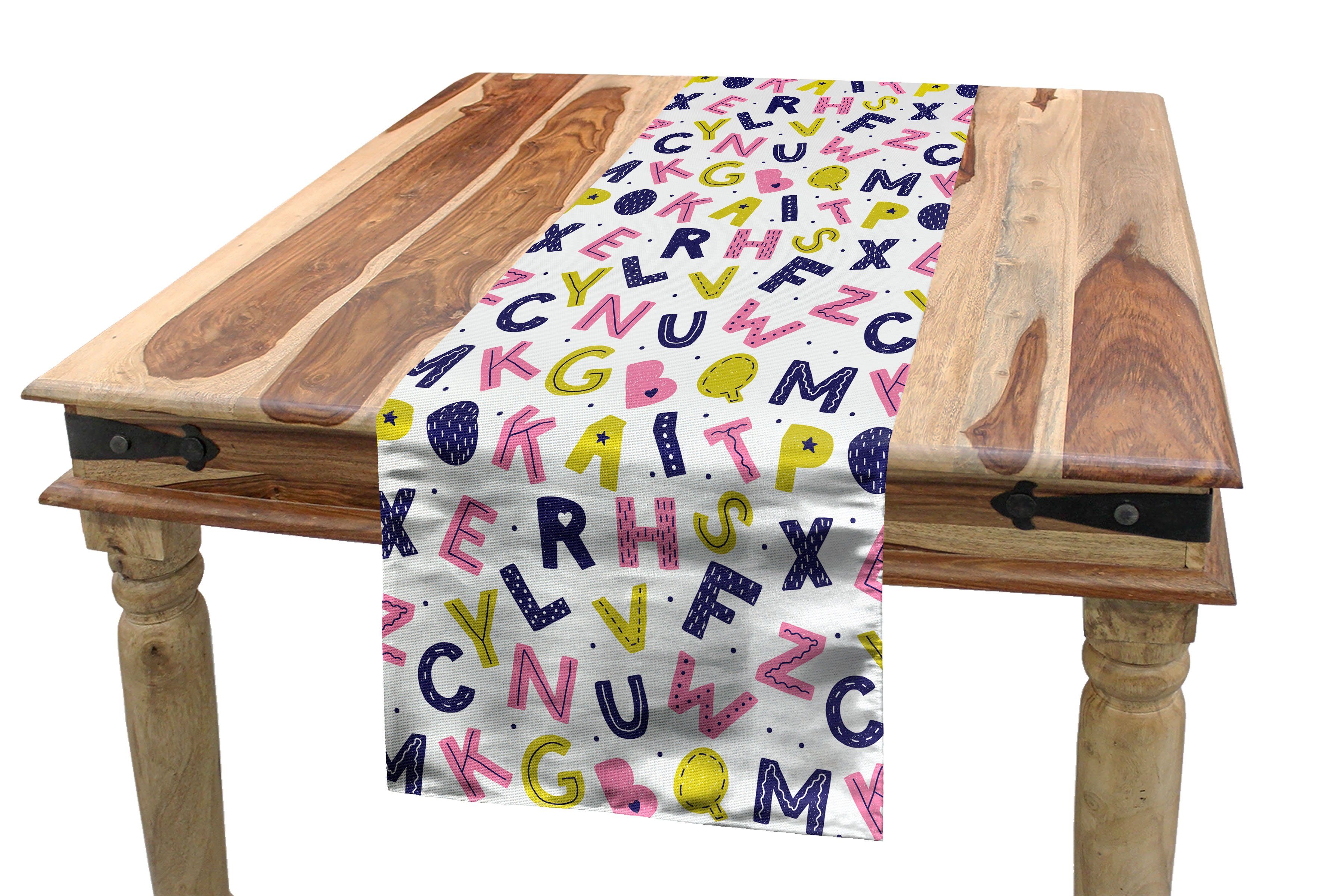 Tischläufer, und Dekorativer Motive Abakuhaus Esszimmer Tischläufer geometrische Rechteckiger Küche Alphabet