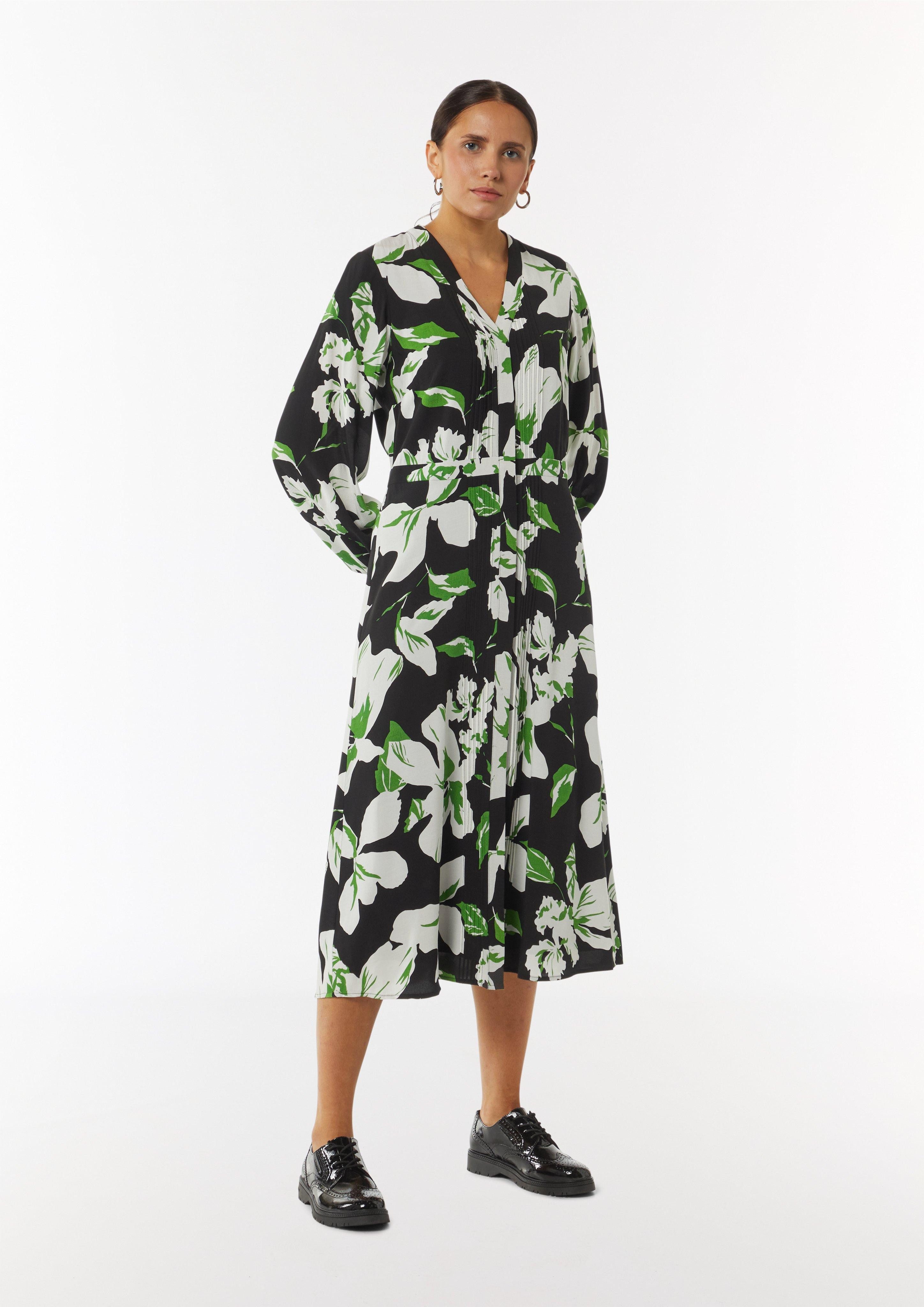 Maxikleid Midikleid aus Crêpe mit verdeckter Knopfleiste