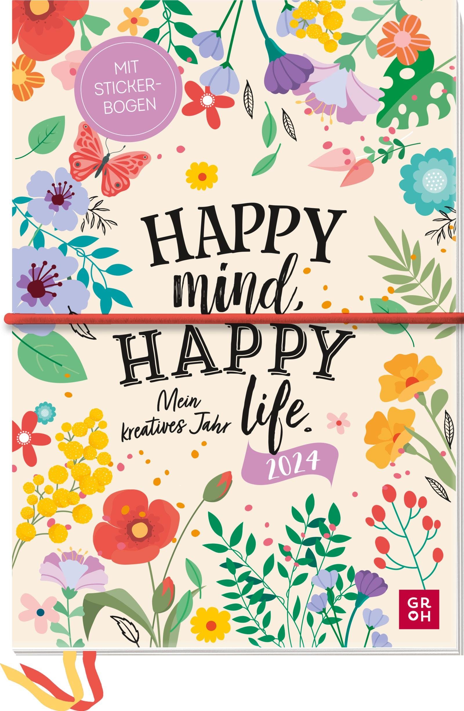 groh Verlag Terminkalender Terminplaner 2024 Happy mind, happy life