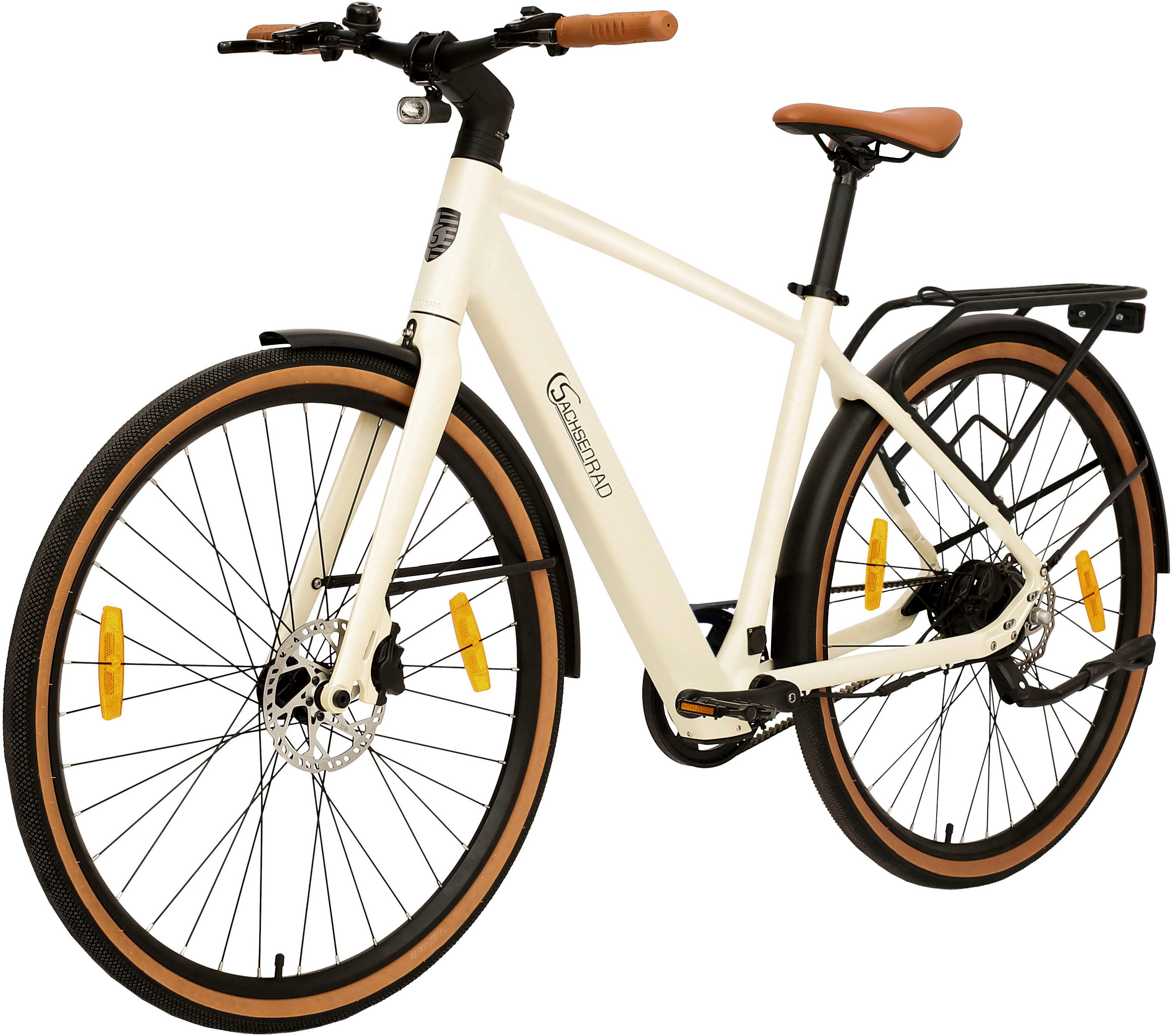 SachsenRAD E-Bike Cityrad C3M Roma II mit intelligenter Unterstützungsstufe, 1 Gang, ohne Schaltung, Heckmotor, 360 Wh, (ohne Gepäckträger und Schutzblech), KI-Unterstützung, Riemenantrieb, Alarmanlage, leichte 16 kg
