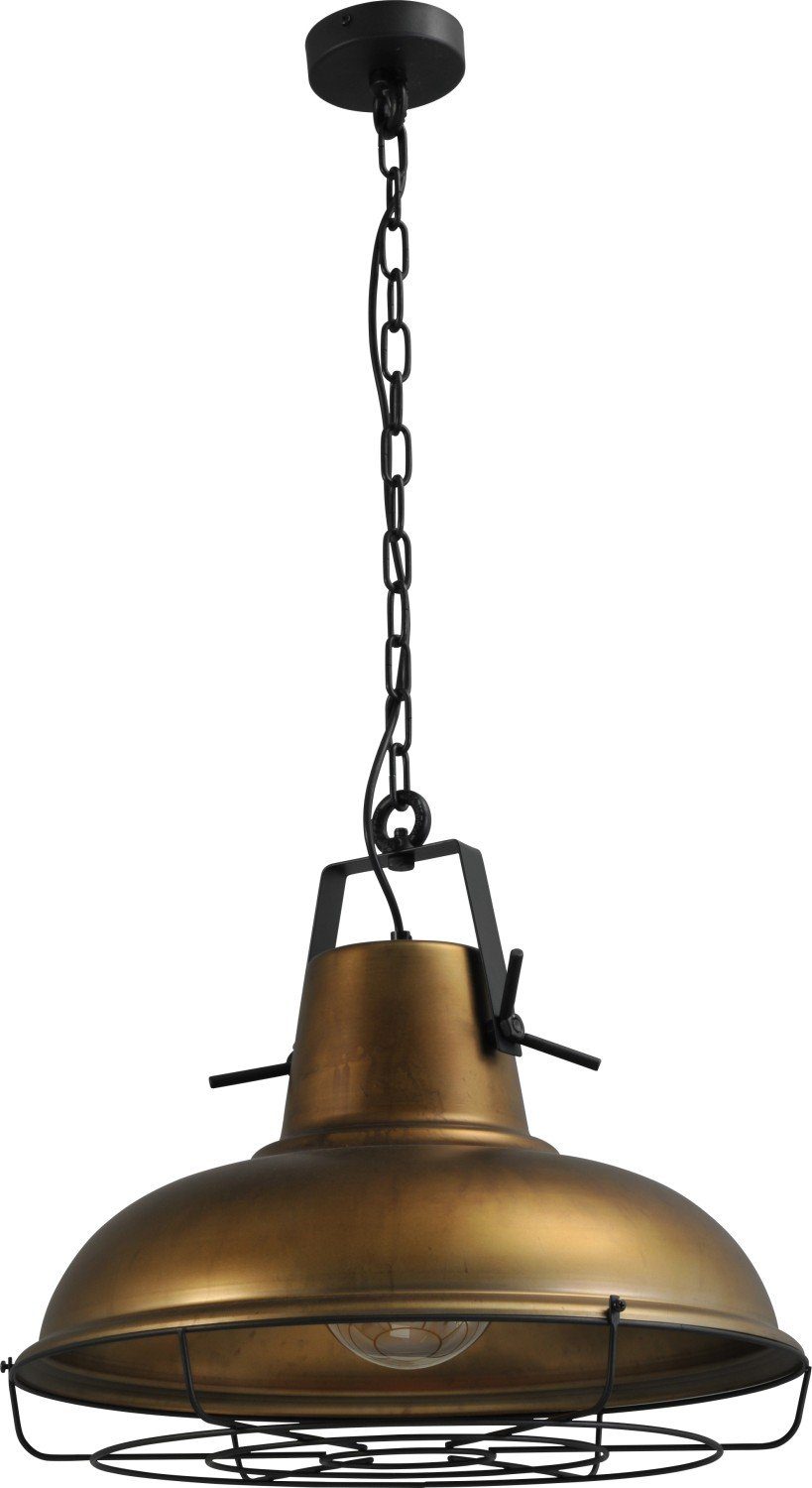 Licht-Erlebnisse Pendelleuchte ANTIK BRASS, ohne Leuchtmittel, Hängelampe Schwarz E27 Ø 48,5 cm Metall Industrie Design Hängeleuchte