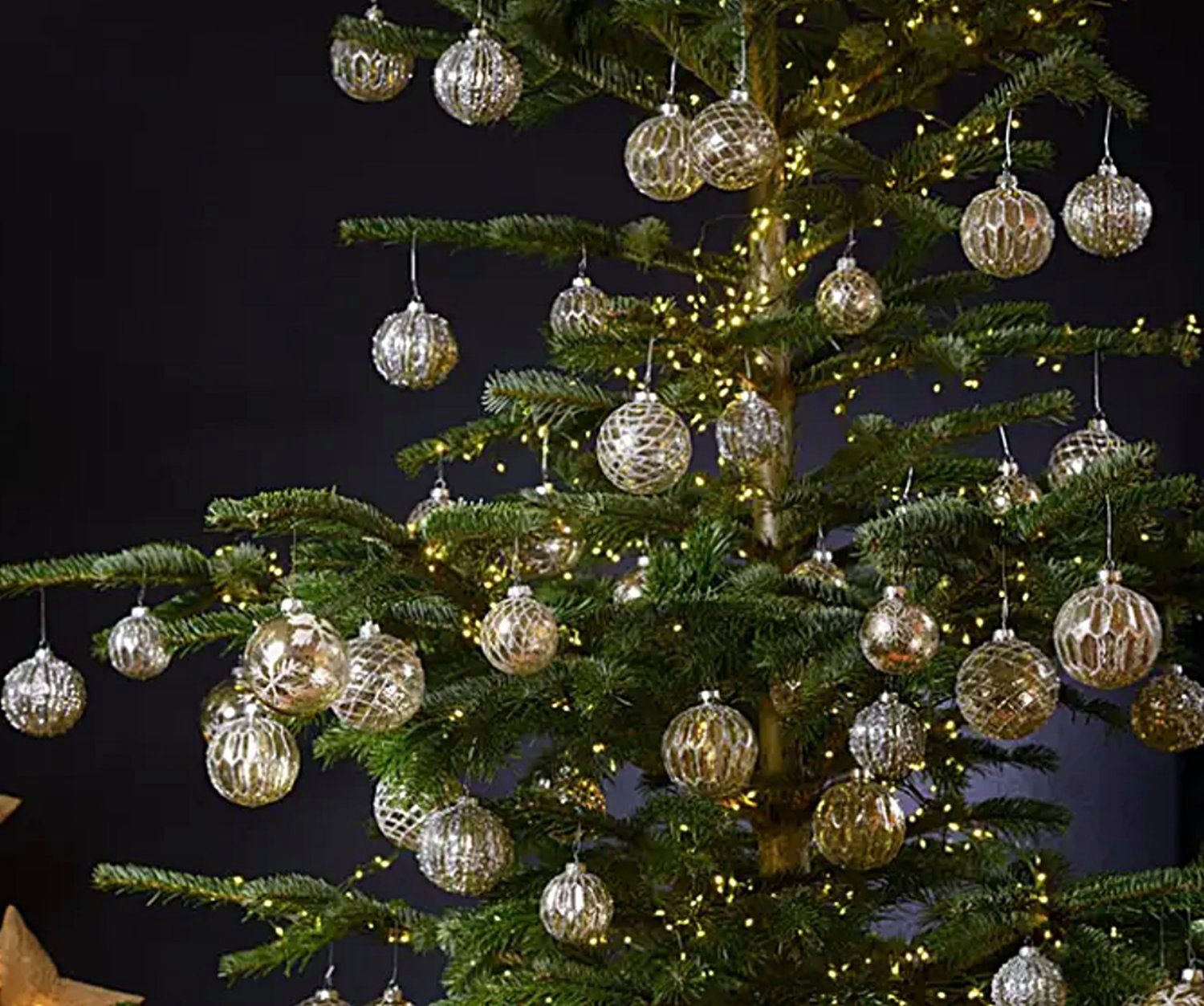 Taschen4life Weihnachtsbaumkugel Christbaumkugeln aus 8x8x8cm, Stil, und Glas 12 Weihnachten Deko im Set, Advent teiliges Landhaus antik silber