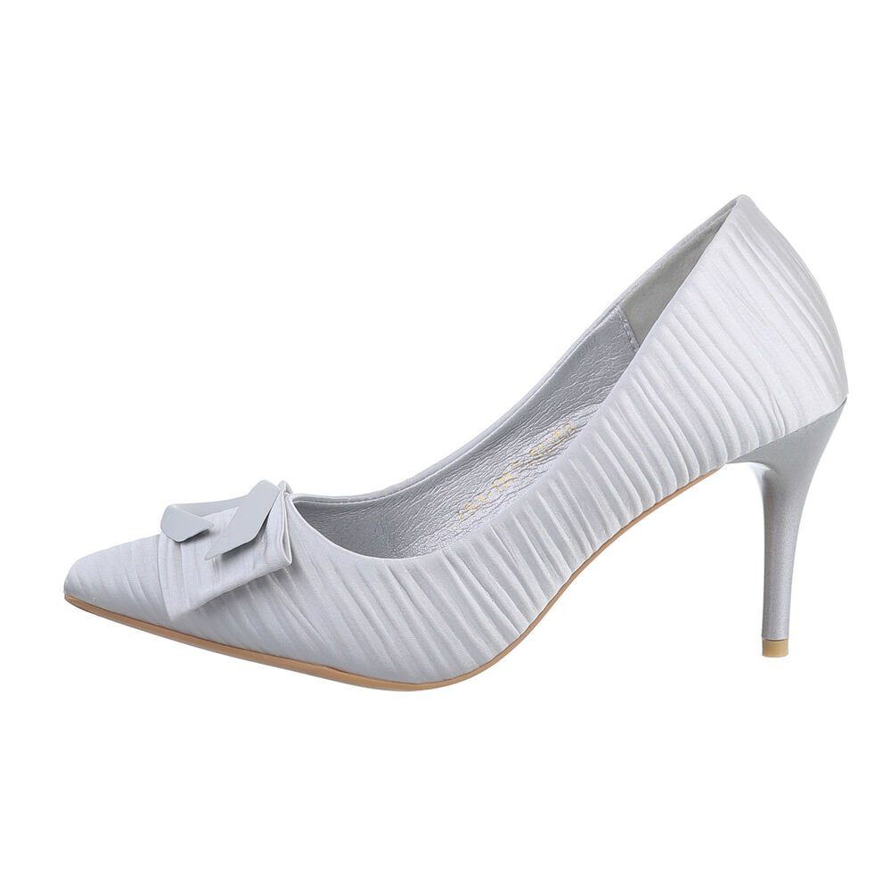 Ital-Design Damen Abendschuhe Elegant High-Heel-Pumps Pfennig-/Stilettoabsatz High Heel Pumps in Silber