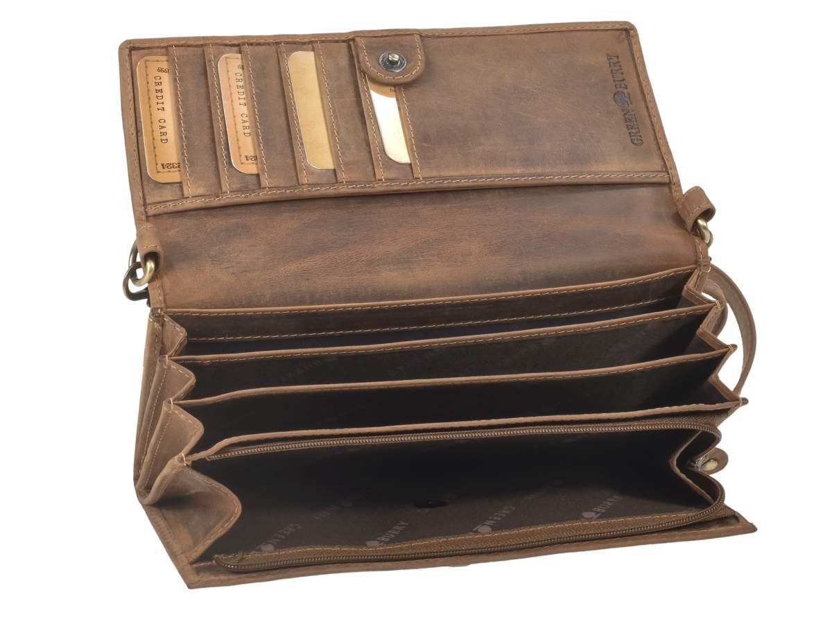 Greenburry Portemonnaie Schutz Kartenfächer, Geldbörse 7 Umhängen, Vintrage, zum RFID