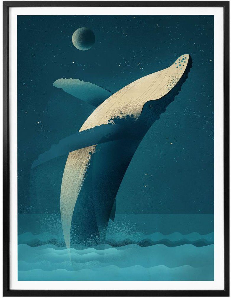 Wall-Art Poster Humpback Whale, Wandposter (1 Bild, Wandbild, Poster, Schriftzug St)