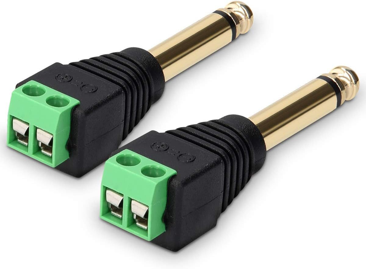 kwmobile 2x 6,35mm Klinkenstecker Adapter - Audio Kabel Terminal Block Set Netzwerk-Adapter, 12.31 cm, Terminal Adapter Klinke