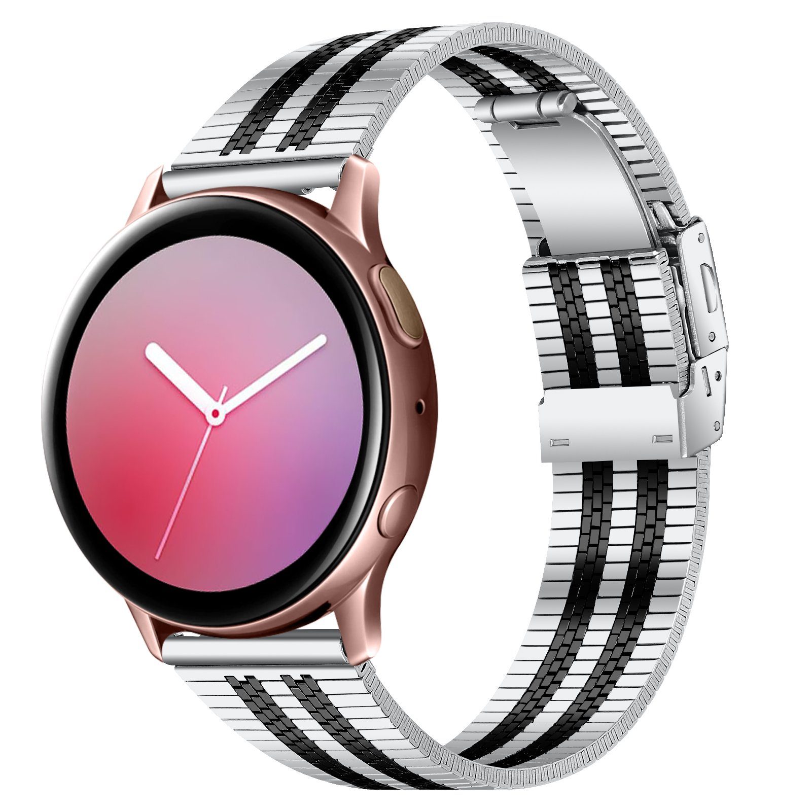 Watch ELEKIN Kompatibel und Smartwatch-Armband 42mm Schwarz Samsung 41mm/ Watch Galaxy mit Armband Silber Galaxy 3