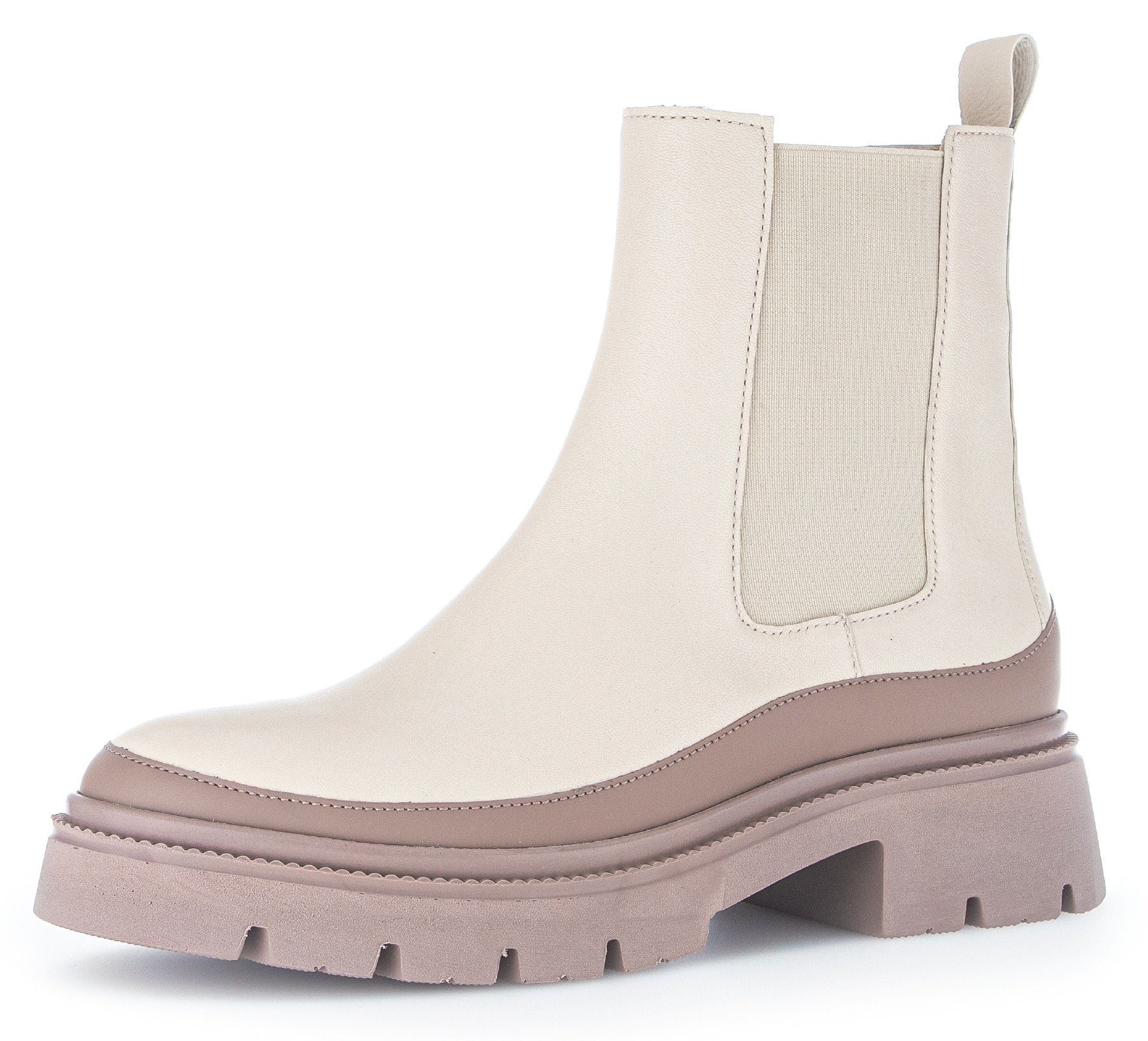 23) Chelseaboots / Laufsohle Gabor mit (panna/dark-nude Beige hochgezogener