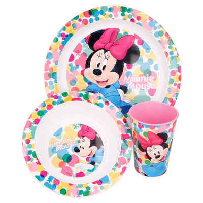 Disney Minnie Mouse Geschirr-Set Disney Minnie Mouse Kinder Geschirr-Set 5 teilig, 1 Personen, Kunststoff