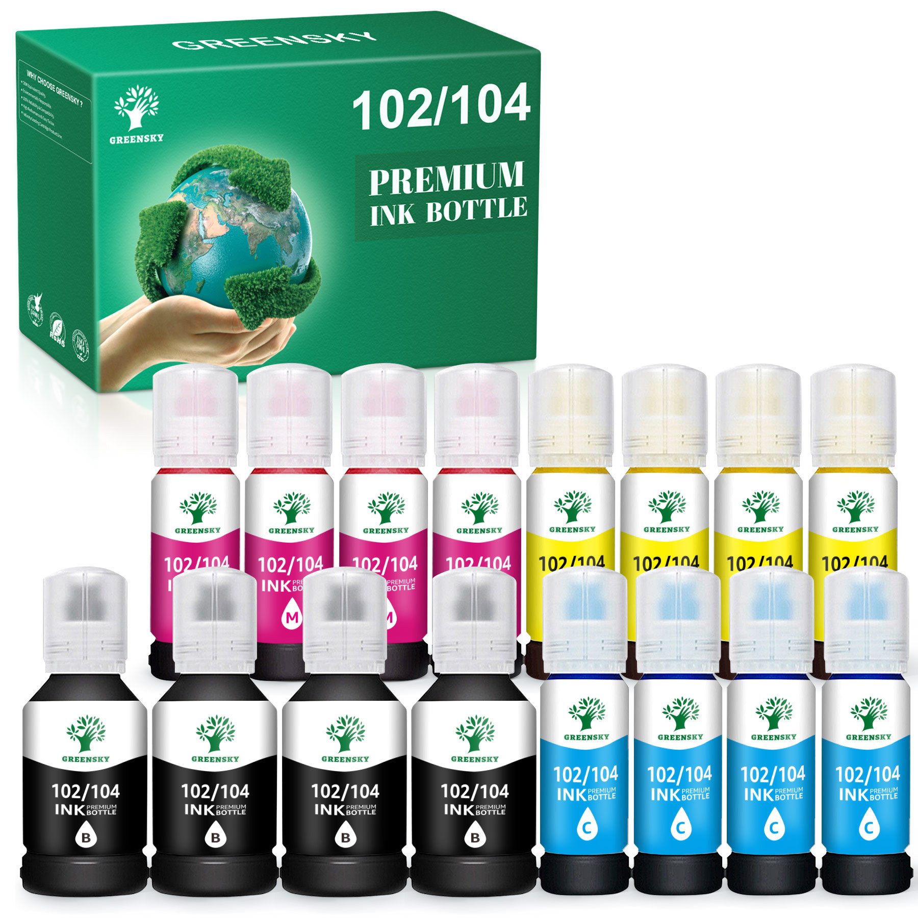 16PK für EPSON 104 EPSON 102 Ecotank Multipack Nachfülltinte