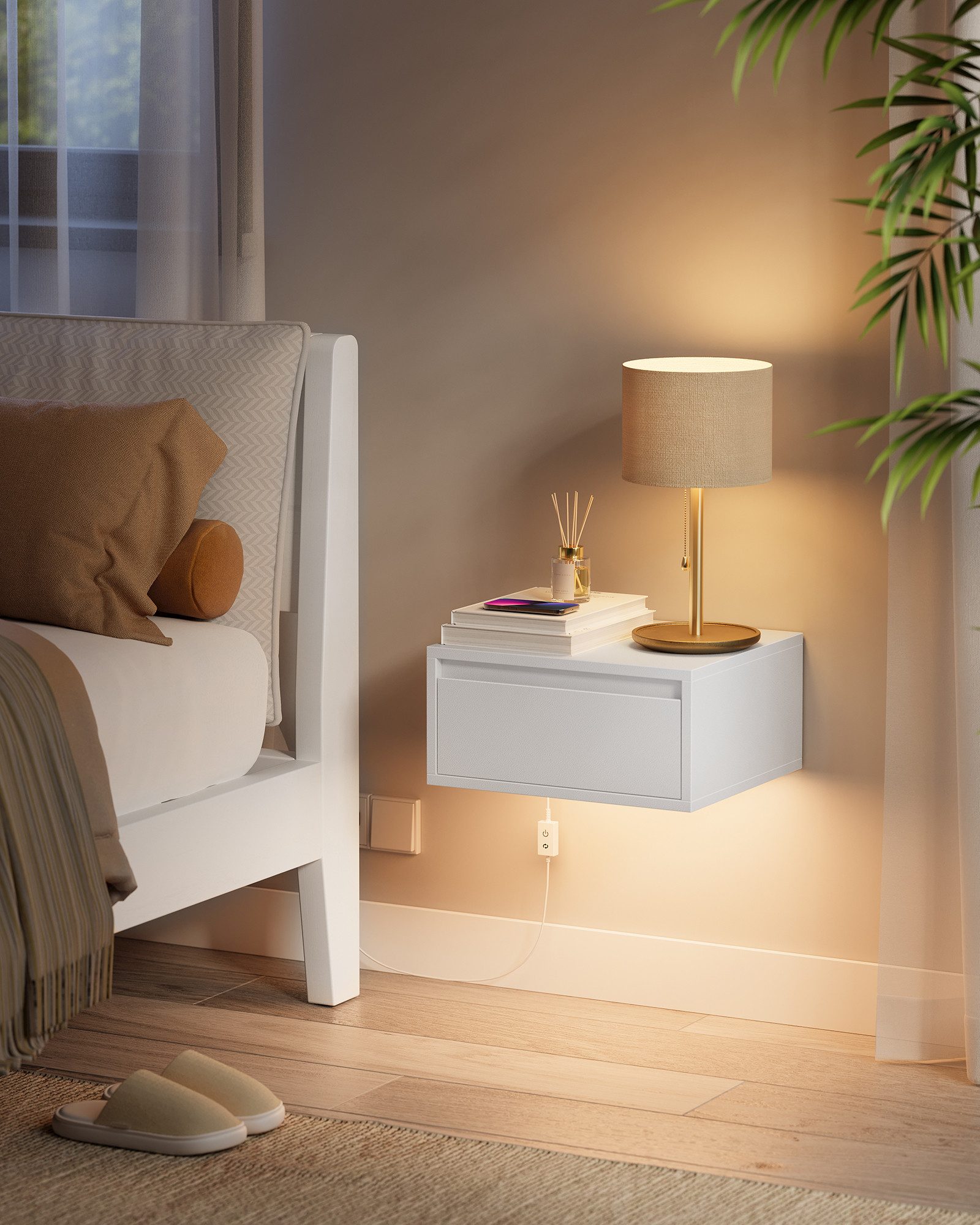 VASAGLE Nachttisch (2-St., 2er Set), hängend, Leuchte mit 3 Farben, schwebe günstig online kaufen