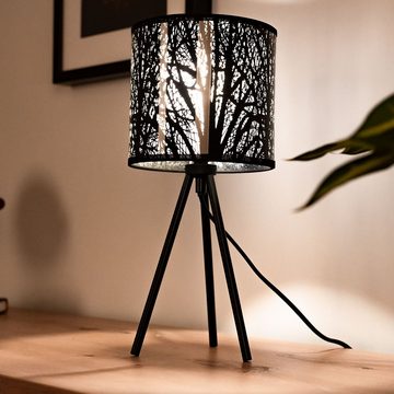 etc-shop Tischleuchte, Leuchtmittel nicht inklusive, Design Schreib Tisch Leuchte Ess Zimmer Beistell Stoff Lampe Muster