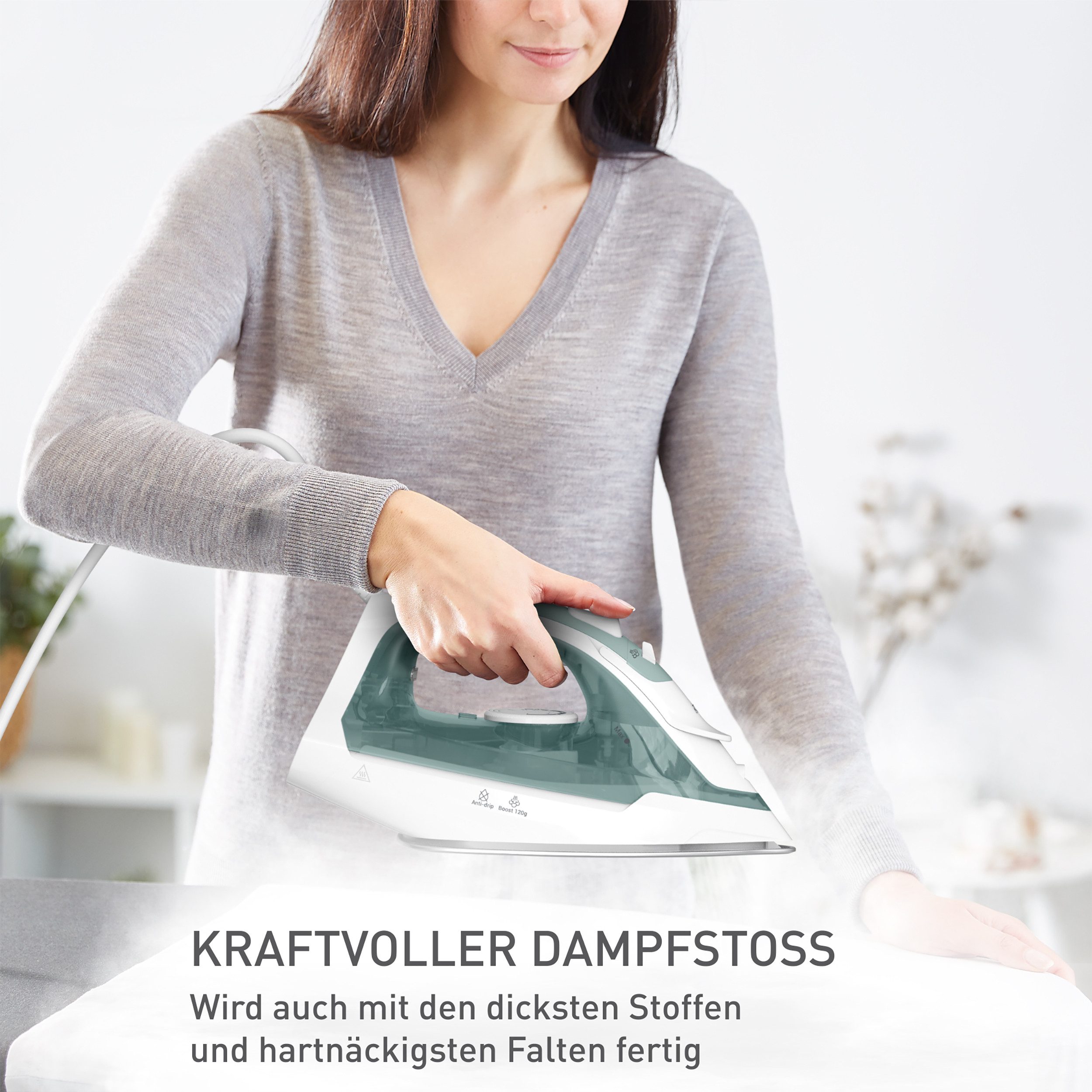Tefal Dampfbügeleisen FV2C42 Virtuo 30, 2000 W, 27 g/Min. Dampfabgabe, 120 g/Min. Dampfstoß, Vertikaldampf – Bild 5 von 5