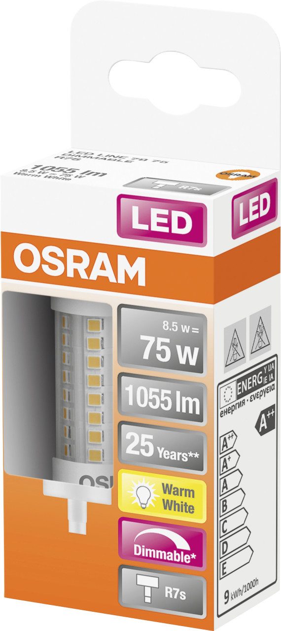 Osram LED-Leuchtmittel Osram LED Röhre R7S 9,5 W warmweiß, dimmbar, klar, Dimmbar