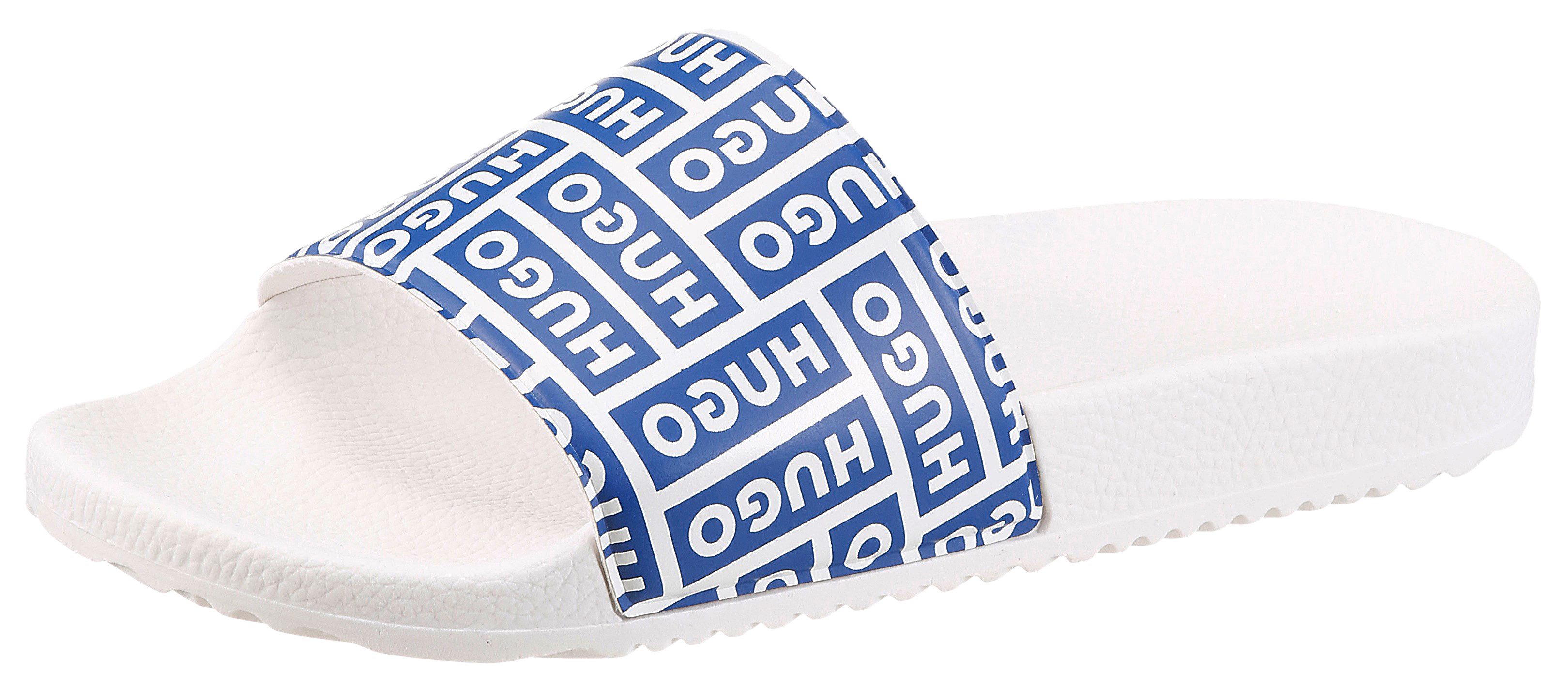 HUGO Blue Timein_slid Badepantolette Strandschuh, Schlappen, Sommerschuh, Flat mit Logoschriftzügen