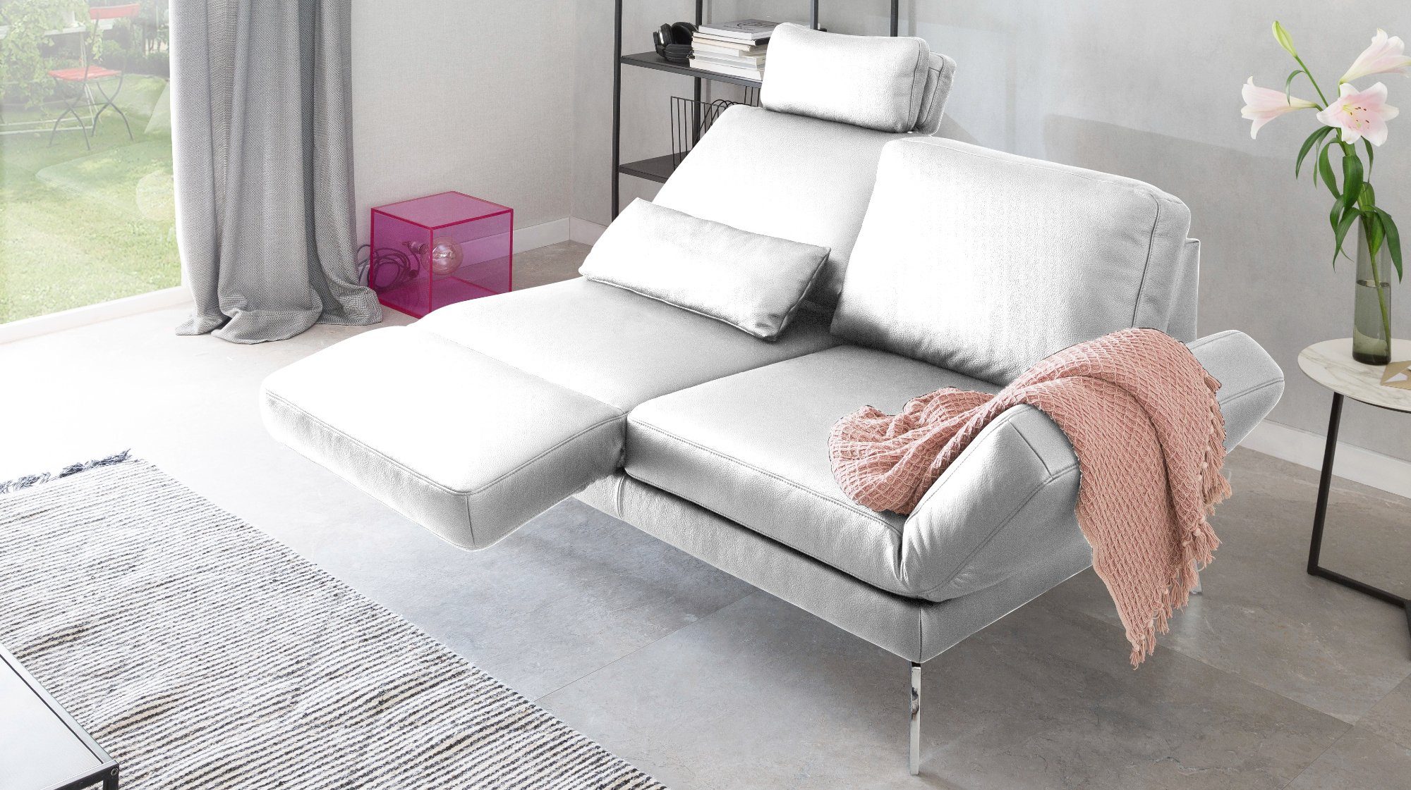 2-Sitzer Sofa HURRICANE, weiß KAWOLA Leder verschiedene Farben