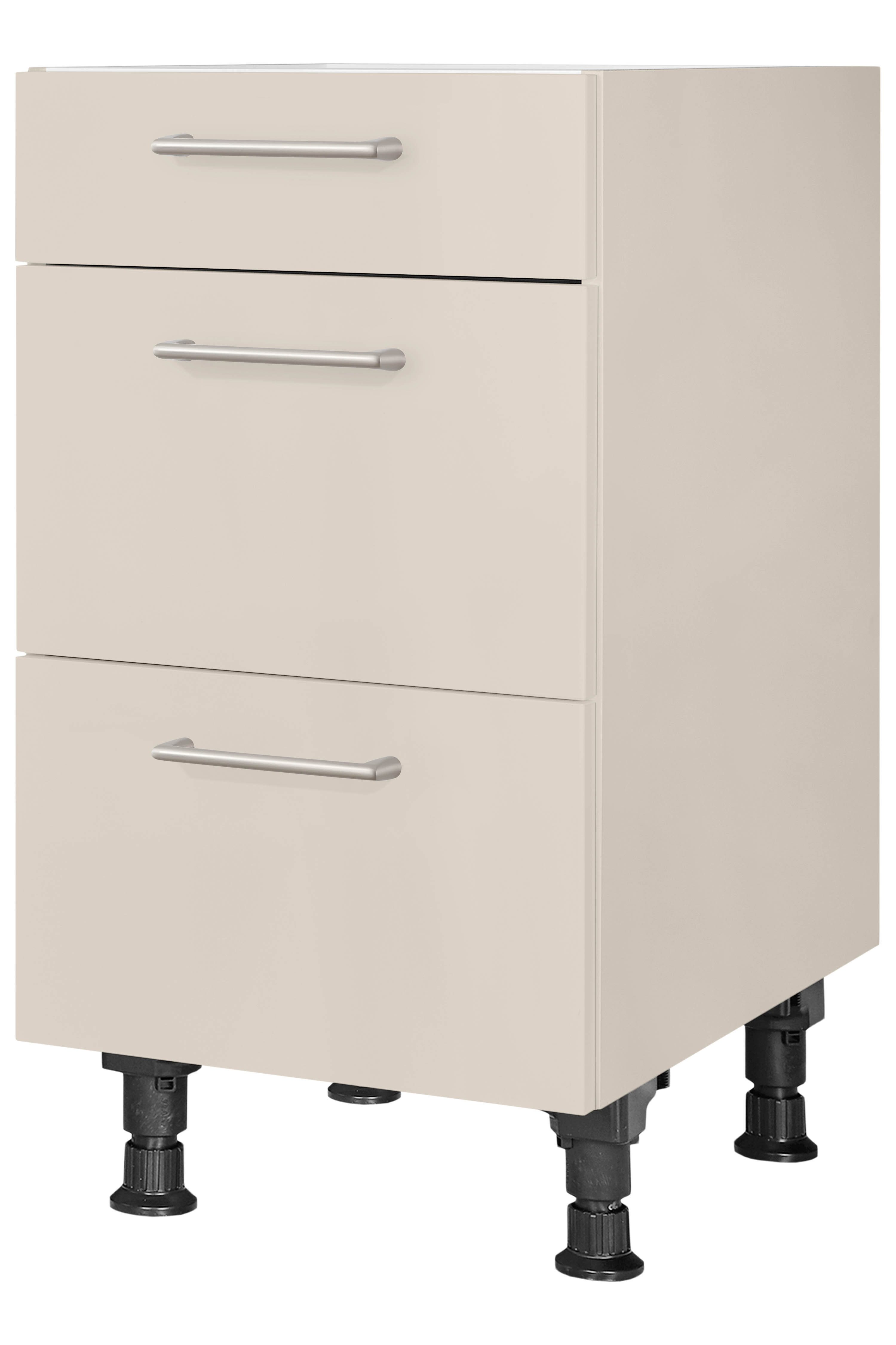 nobilia® Unterschrank "Laser", vormontiert, mit höhenverstellbaren Sockelfüßen, in den Breiten 30, 45, 60 und 90 cm, mit Schubkasten und Auszügen