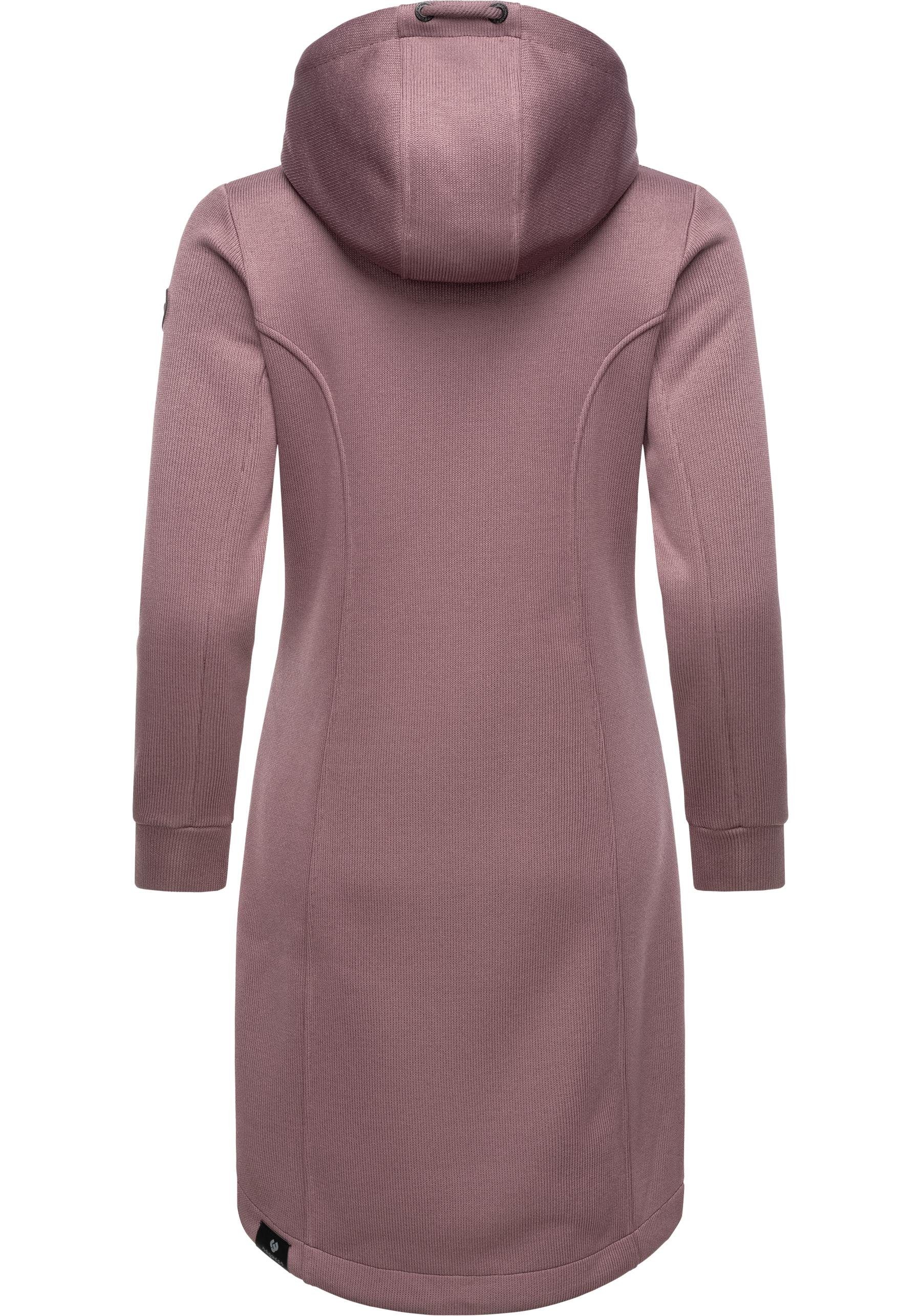 Ragwear Kurzmantel Letti Long Bonded Übergangsmantel aus Rippstrick mit Kapuze