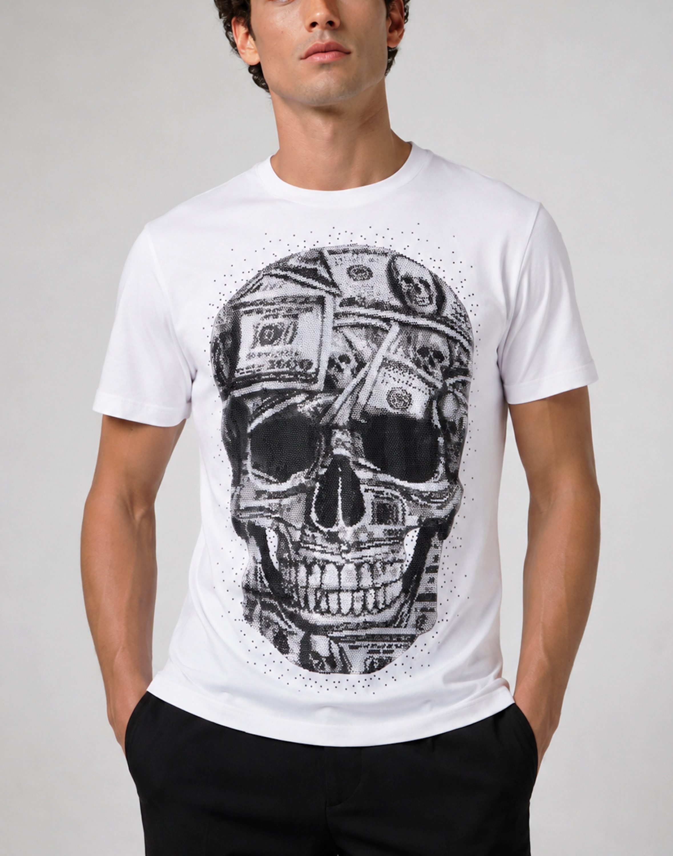 PHILIPP PLEIN T-Shirt Skull Mit Schmucksteinen