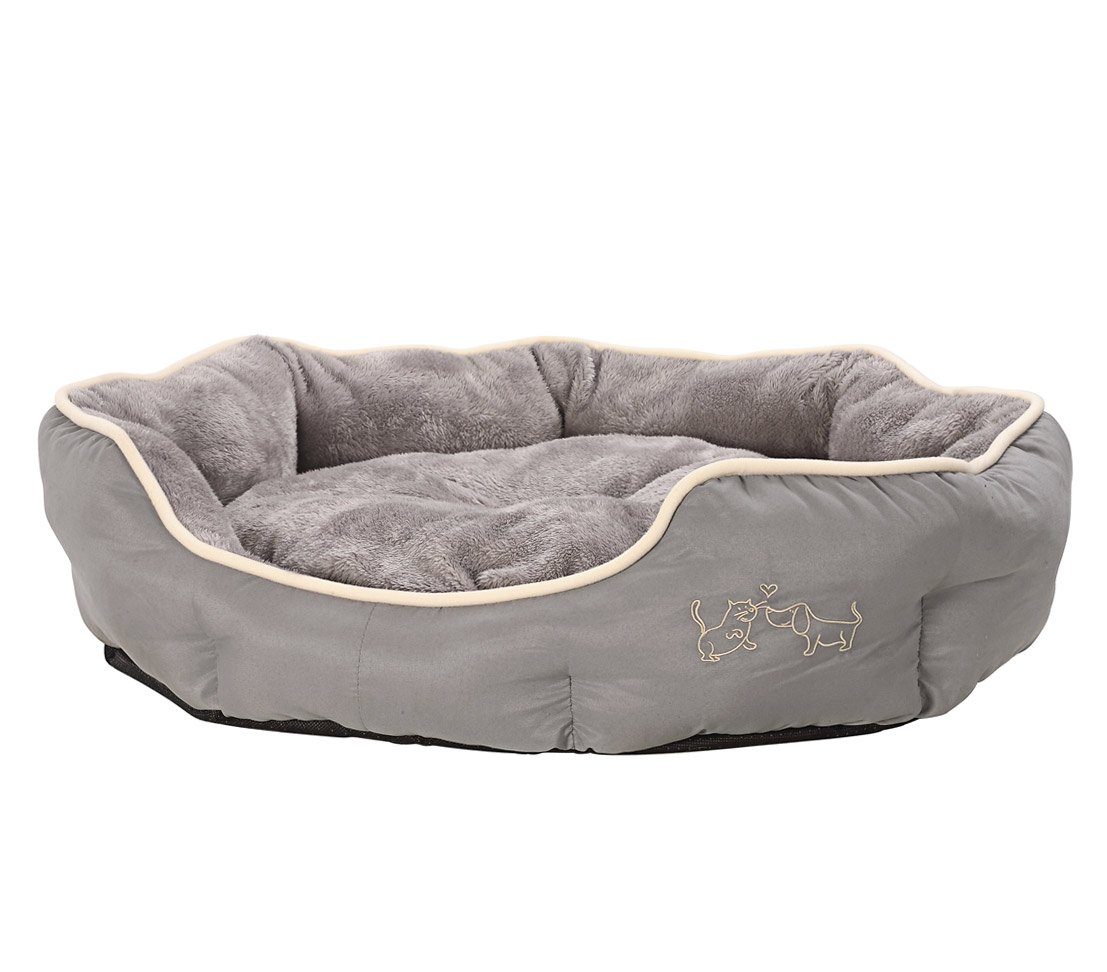 Dehner Tierbett Sammy, oval, grau, versch. Größen, hochwertiges Hundebett/Katzenbett, mit herausnehmbarem Liegekissen