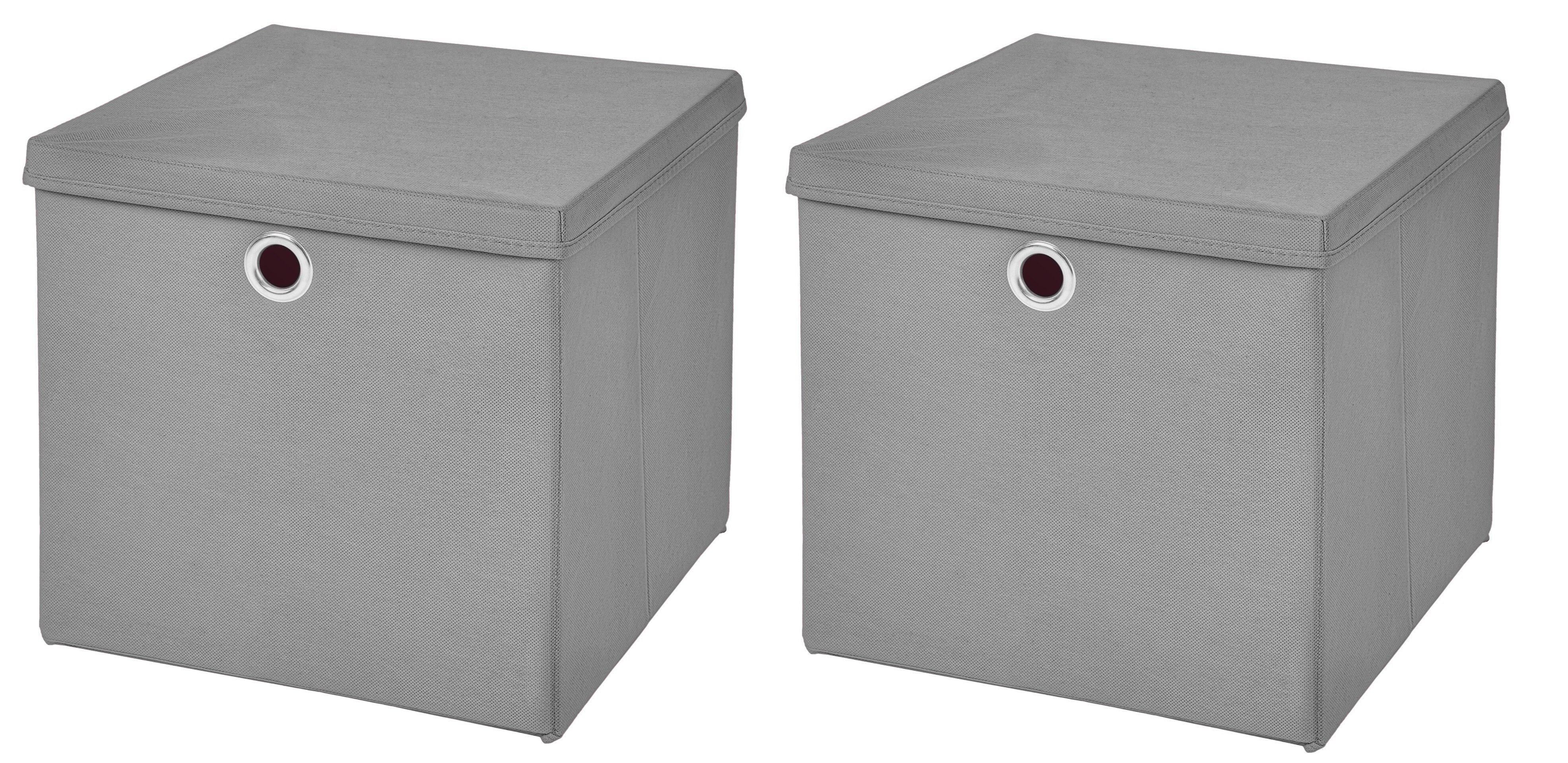 Faltbox 2 Stück Faltboxen 28 x 28 x 28 cm faltbar mit Deckel Aufbewahrungsbox