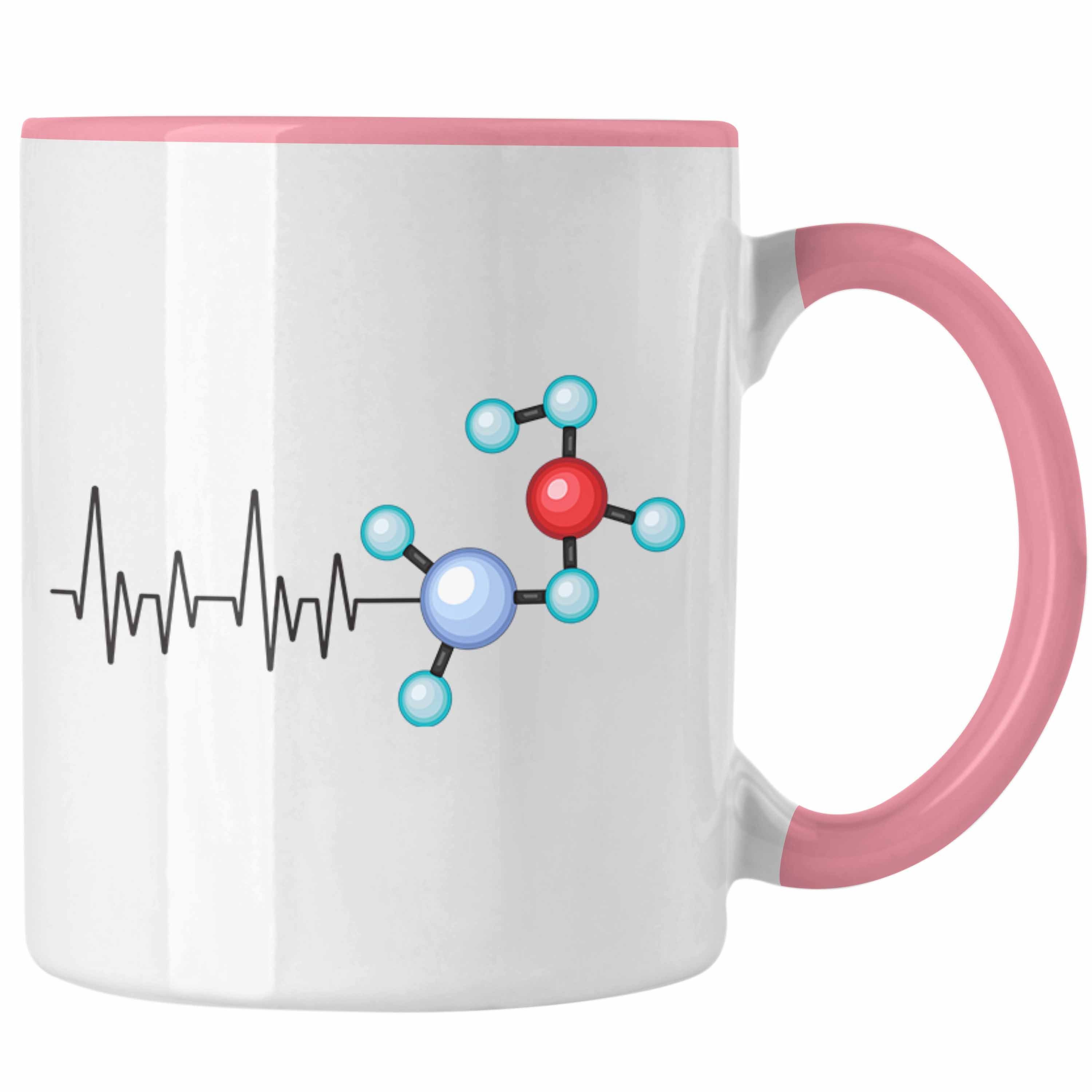 Trendation Tasse Trendation - Atom Physiker Herzschlag Tasse Geschenk für Physik Lehrer Rosa