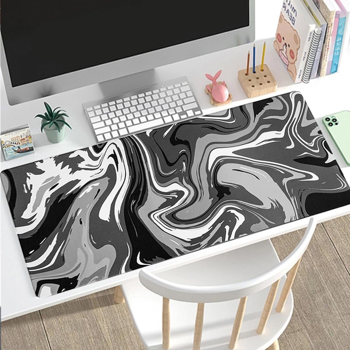 FOUORTUNATE-BEE Mauspad Großes Mauspad 80x40 cm Gaming Deskmatte mit Nahtkante, Schreibtischunterlage für Tastatur und Maus mit rutschfestem Boden – Bild 5 von 5