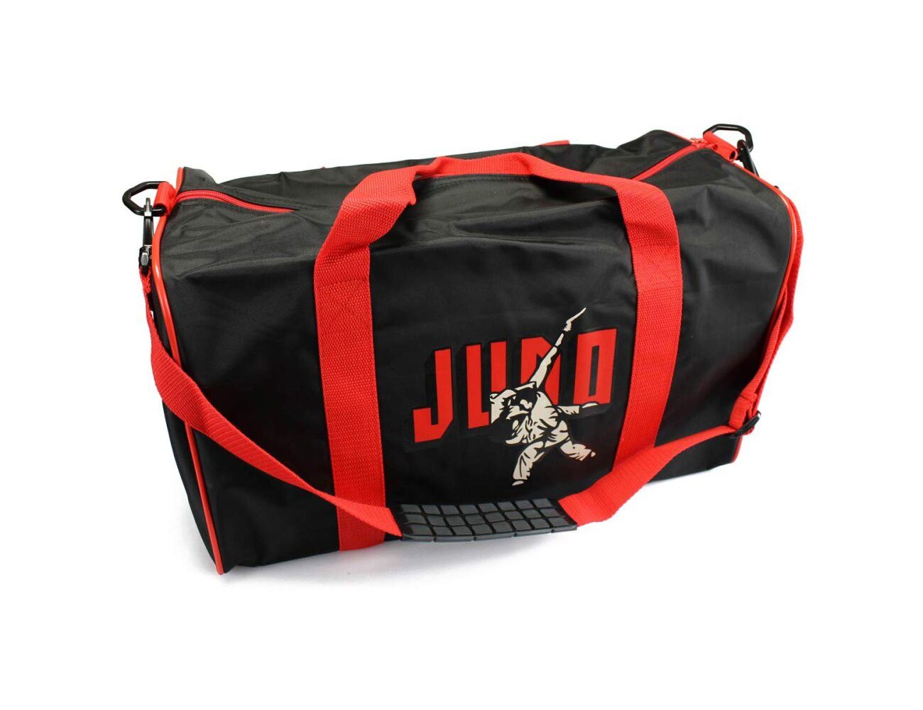 BAY-Sports Sporttasche Trainingstasche für Kinder Motiv Druck Judo Judoka Schriftzug Kids (Stück, schwarz/rot), geräumiges Hauptfach ordentliche Aufbewahrung strapazierfähig robust